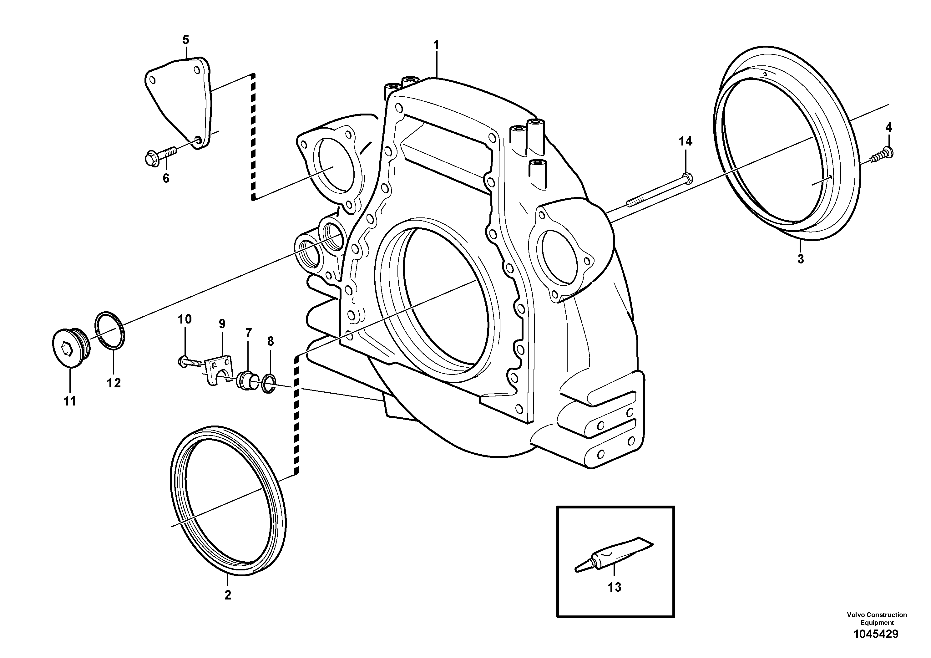 Схема запчастей Volvo EC460B - 40705 Картер маховика EC460B SER NO INT 11515- EU&NA 80001-