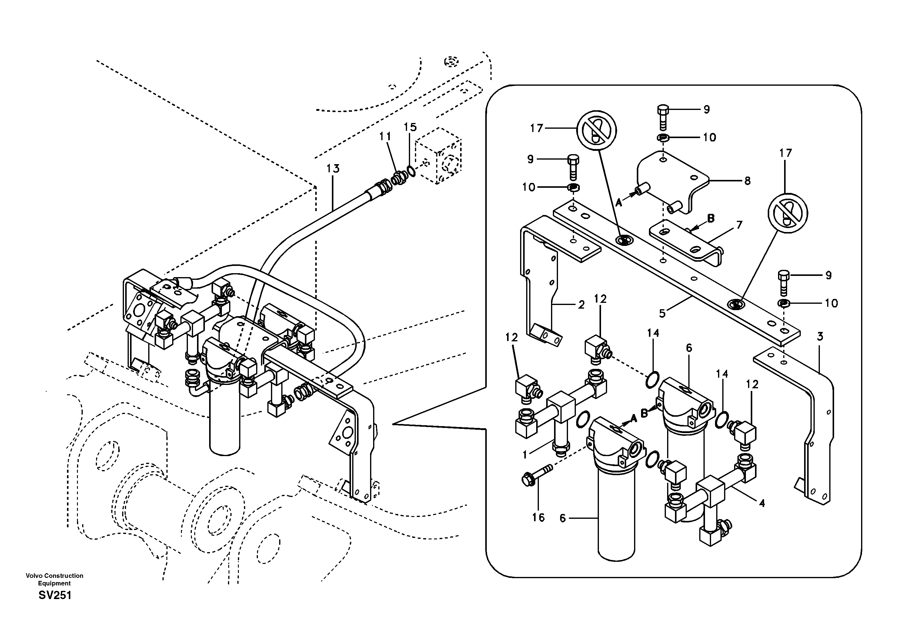 Схема запчастей Volvo EC460B - 41805 Working hydraulic, hammer and shear for return filter EC460B