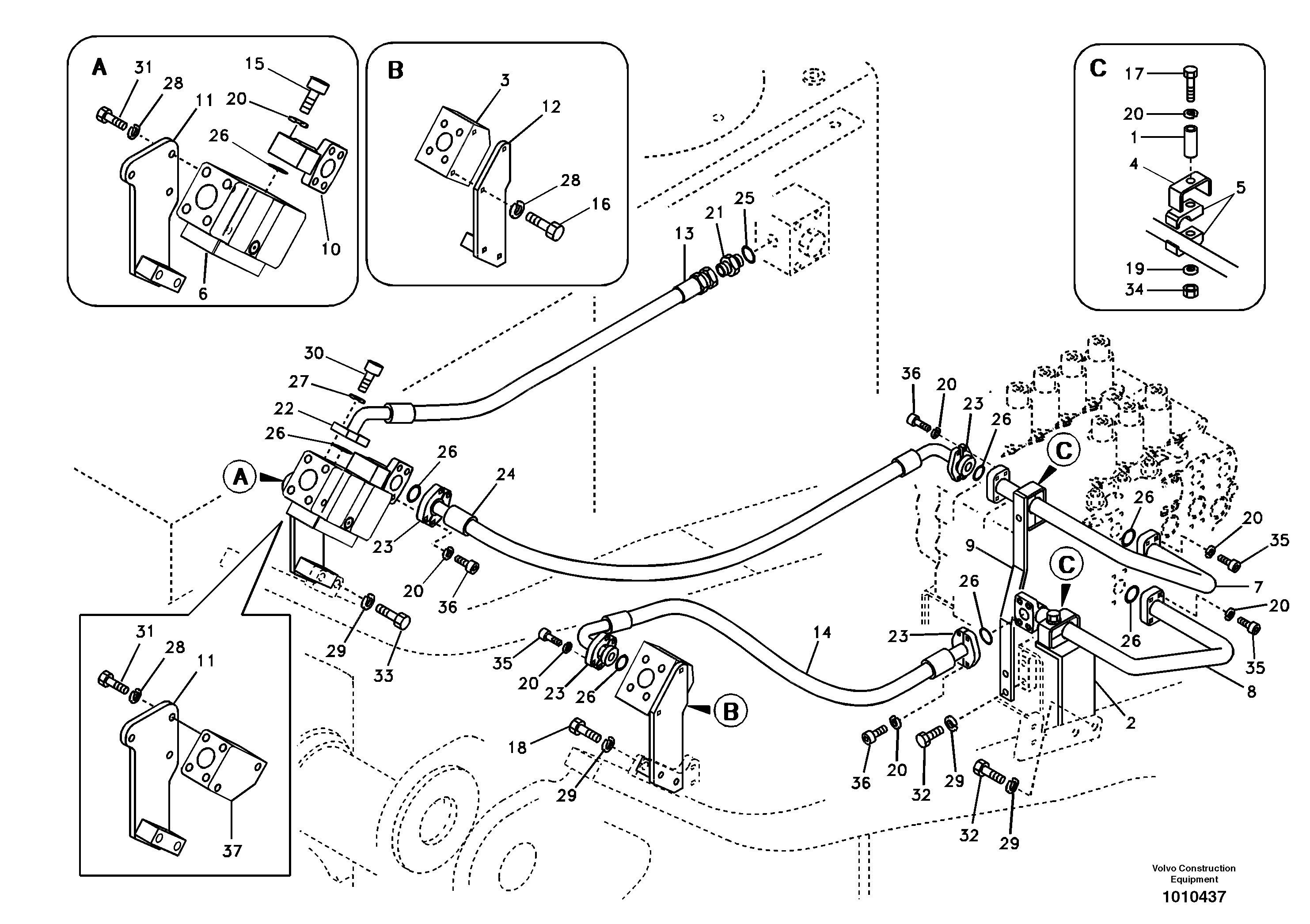 Схема запчастей Volvo EC460B - 51715 Working hydraulic, hammer and shear for upper EC460B