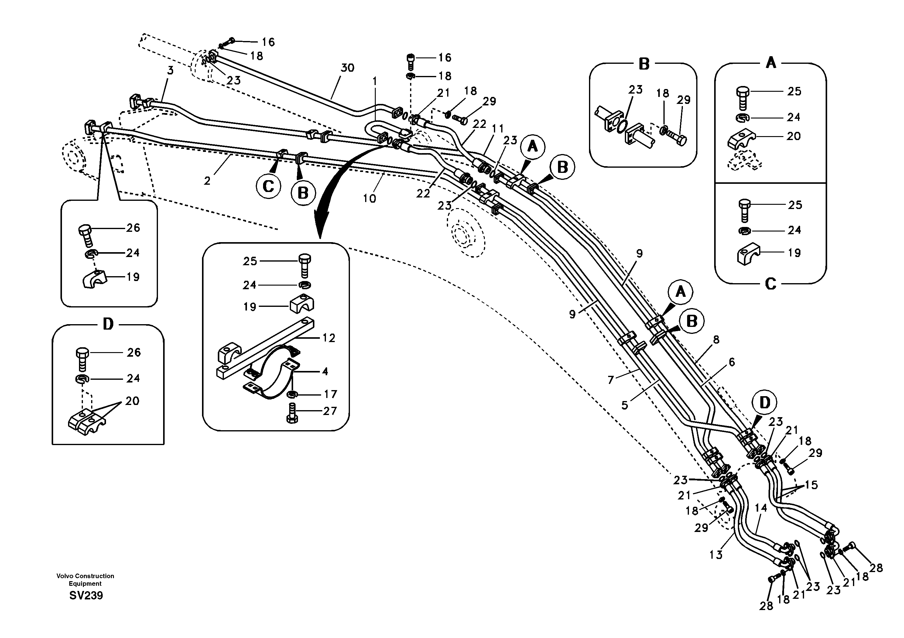 Схема запчастей Volvo EC460B - 79684 Working hydraulic, dipper arm cylinder on boom EC460B