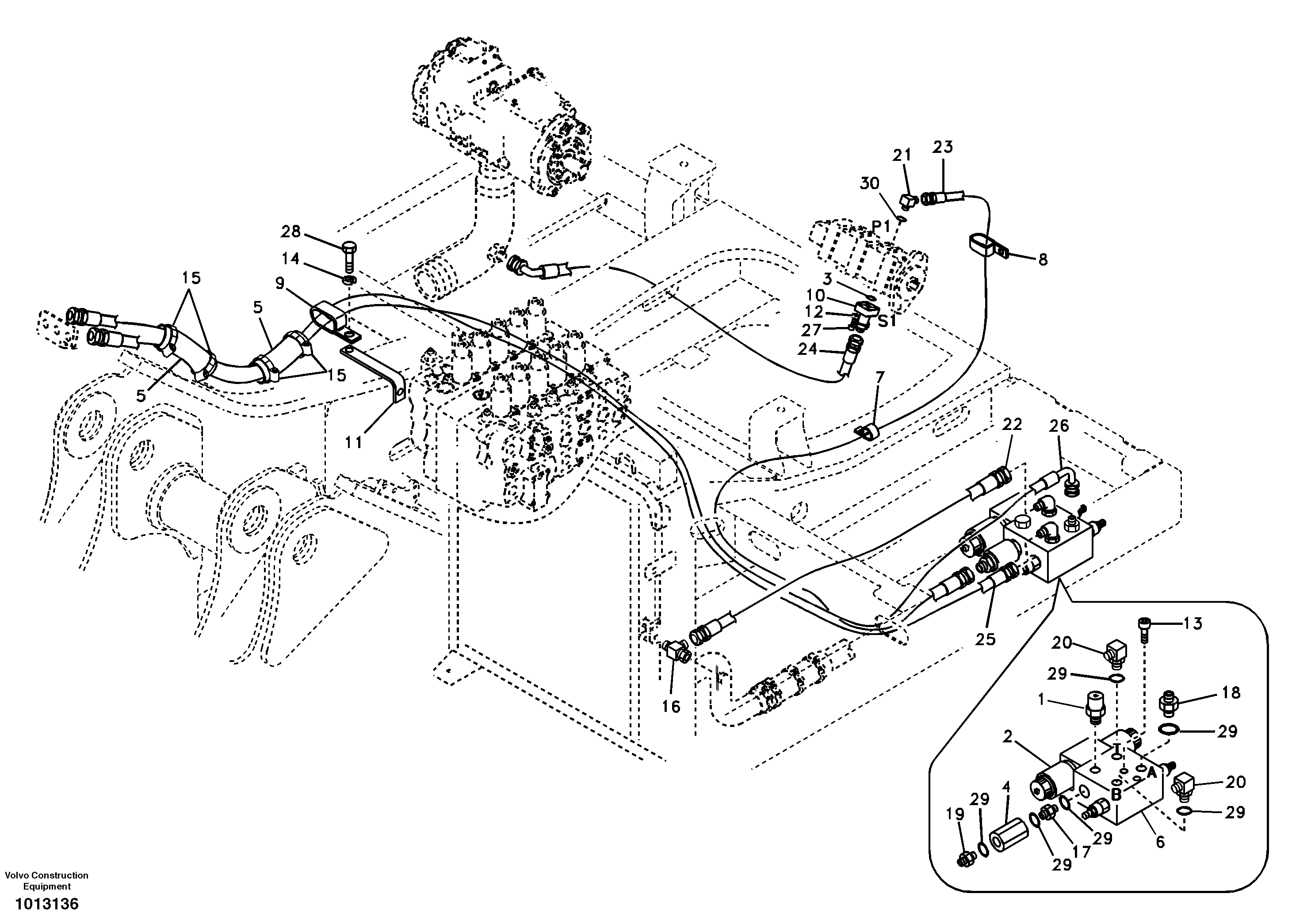 Схема запчастей Volvo EC460B - 48291 Working hydraulic, slope and rotator on upper frame EC460B