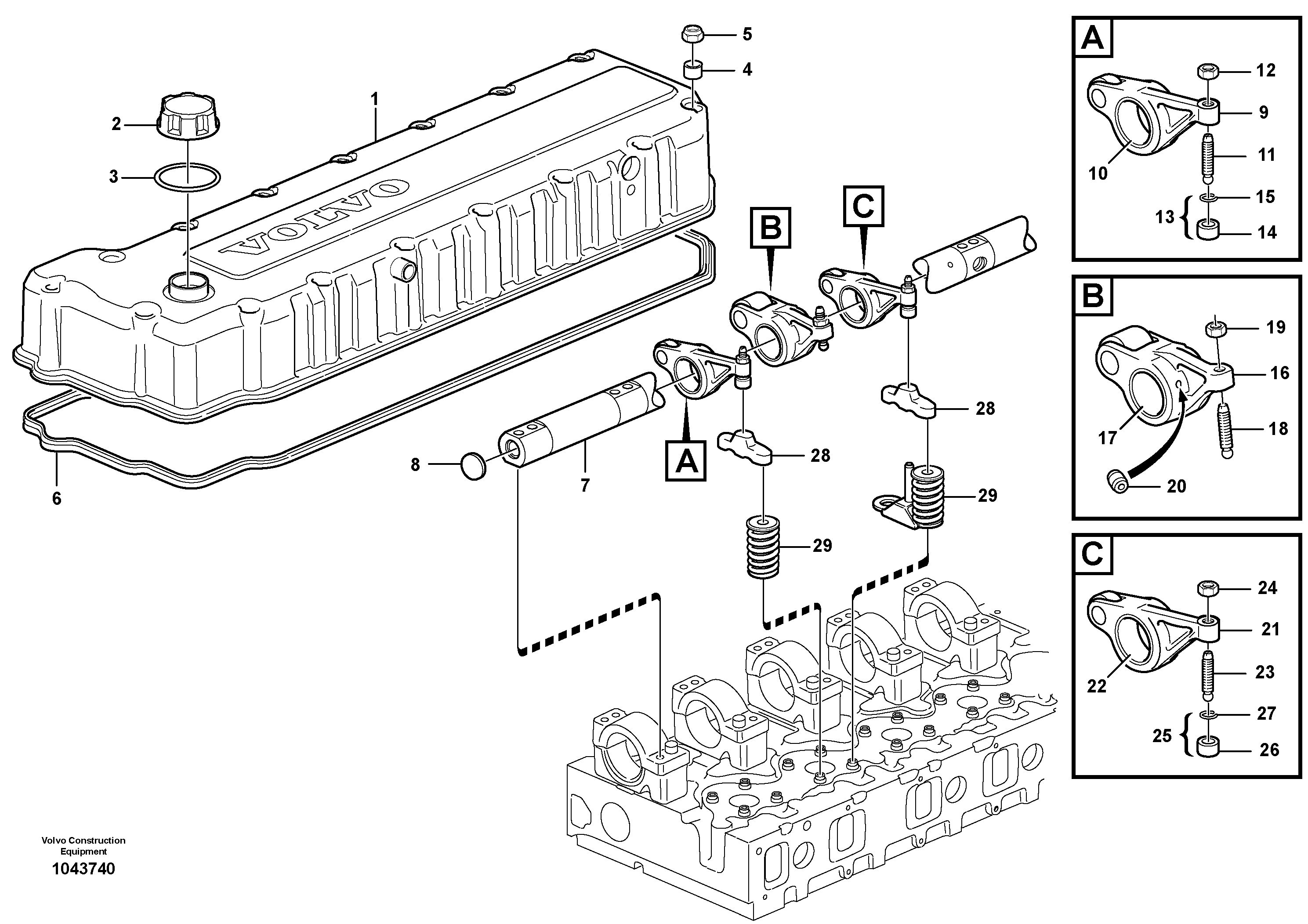 Схема запчастей Volvo EC460B - 99862 Valve mechanism EC460B PRIME S/N 15001-/85001-