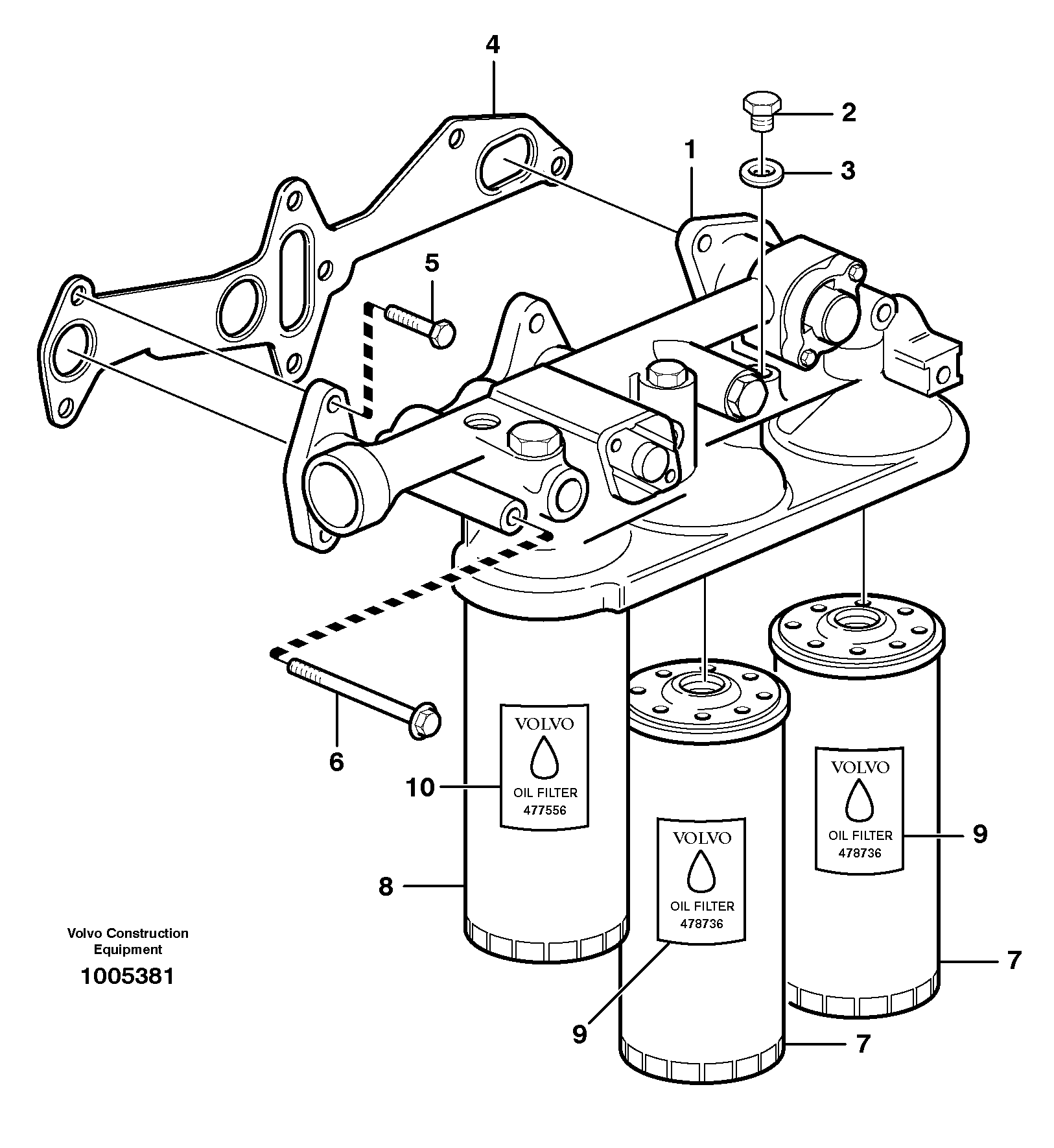 Схема запчастей Volvo EC460B - 36367 Oil filter with fitting parts EC460B
