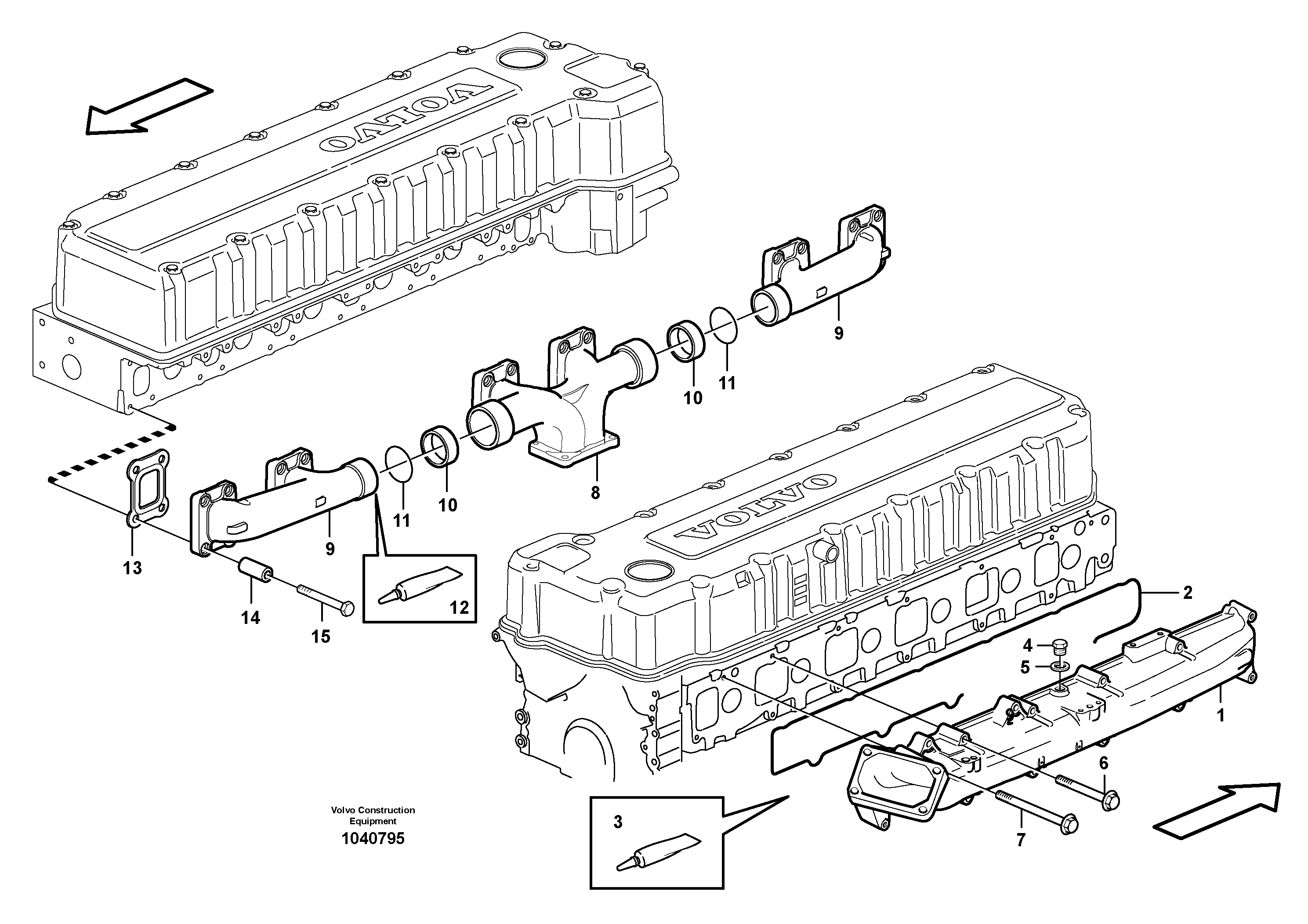 Схема запчастей Volvo EC460B - 35991 Inlet manifold and exhaust manifold EC460B PRIME S/N 15001-/85001-