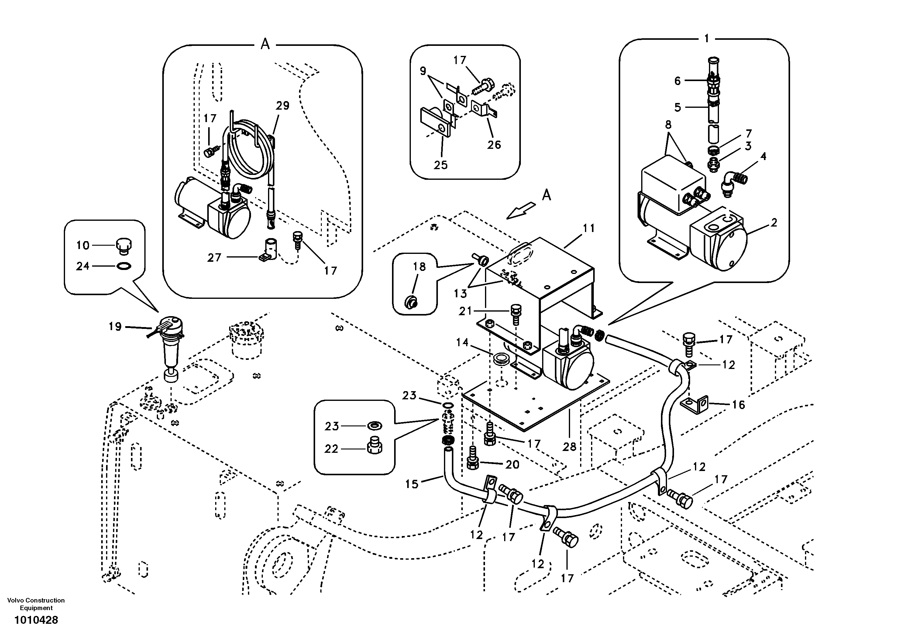 Схема запчастей Volvo EC460B - 98767 Fuel filling pump with assembling details EC460B