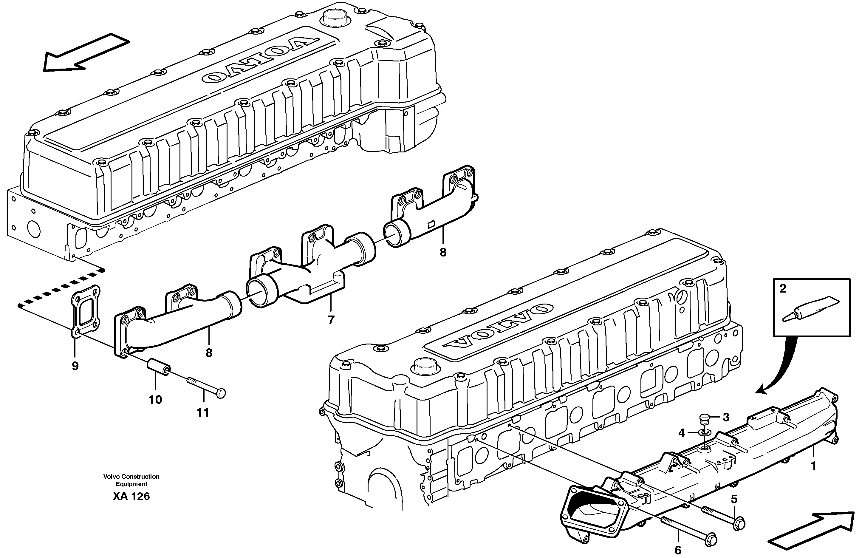 Схема запчастей Volvo EC460B - 31802 Inlet manifold and exhaust manifold EC460B