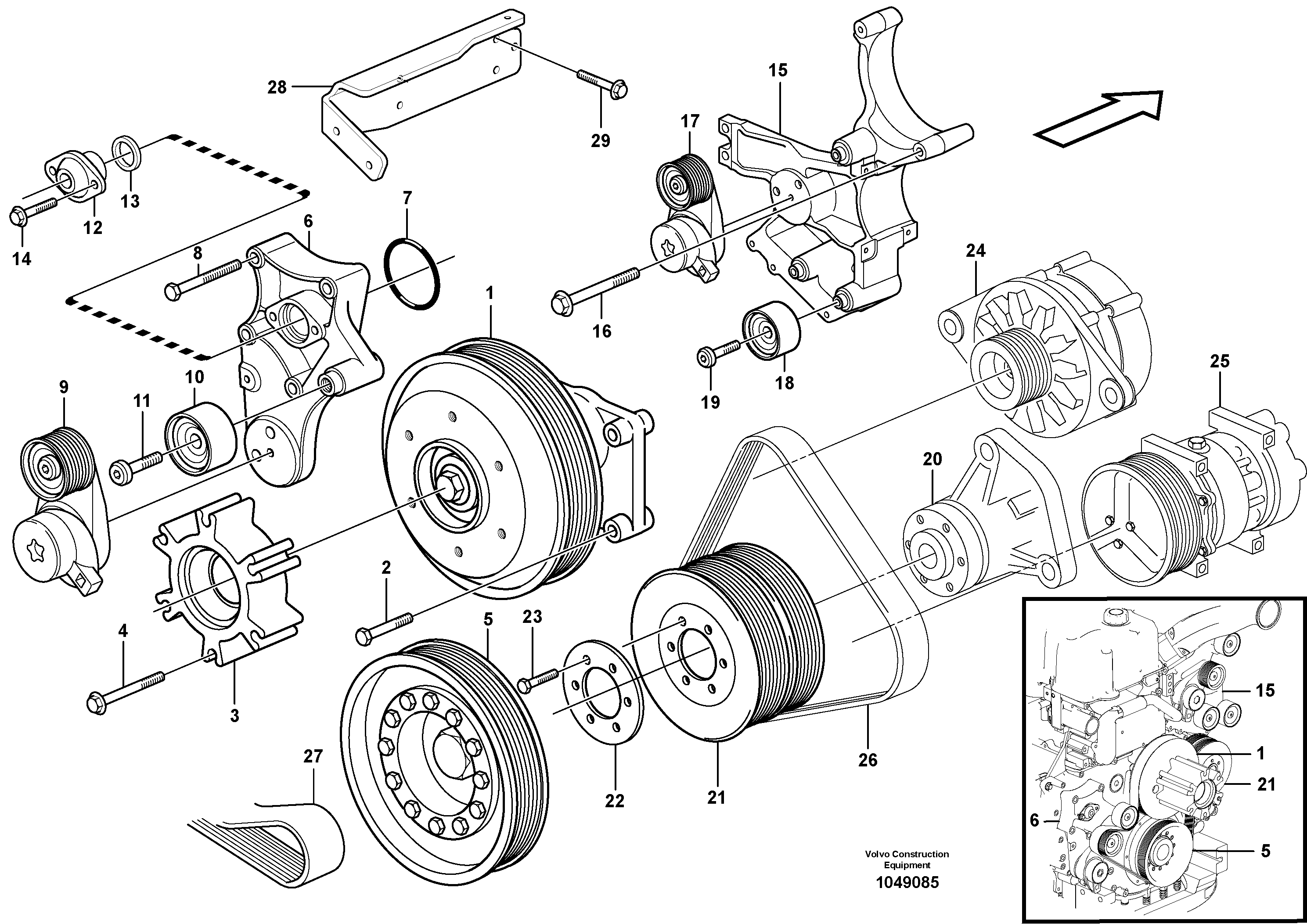 Схема запчастей Volvo EC460B - 35996 Belt transmission EC460B PRIME S/N 15001-/85001-