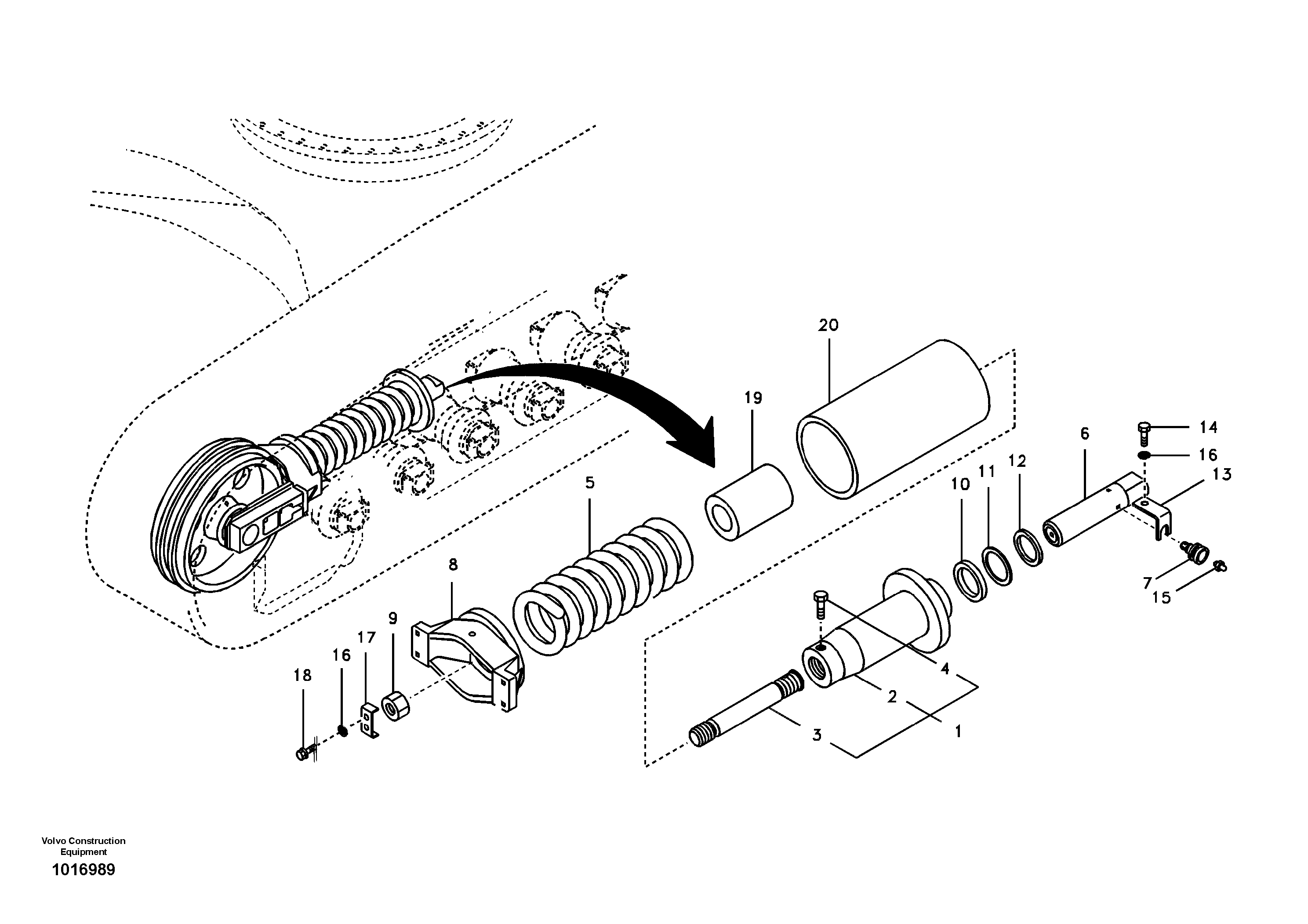 Схема запчастей Volvo EC460B - 40706 Undercarriage, spring package EC460B SER NO INT 11515- EU&NA 80001-