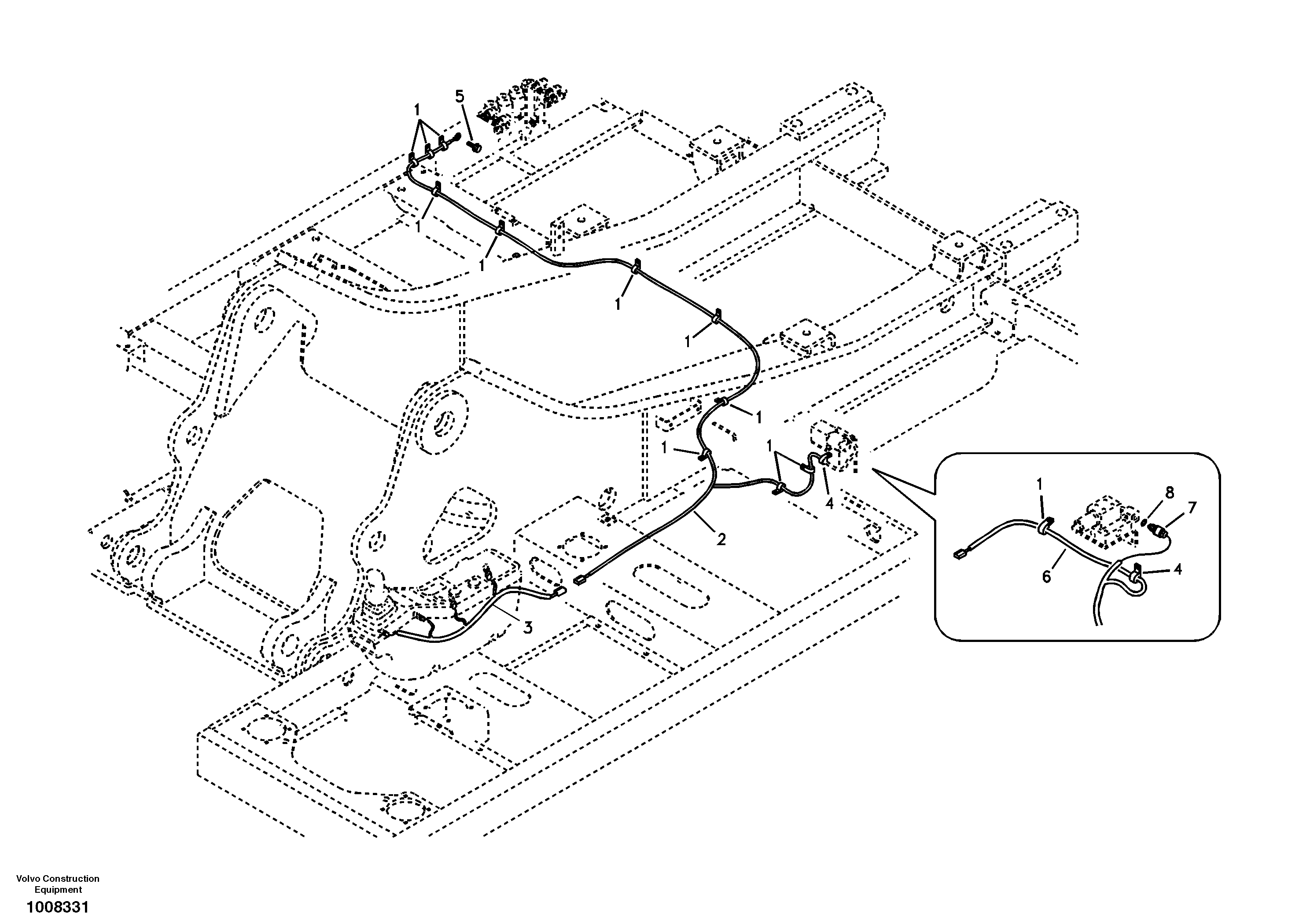 Схема запчастей Volvo EC460B - 38497 Cable and wire harness for clamshell bucket EC460B