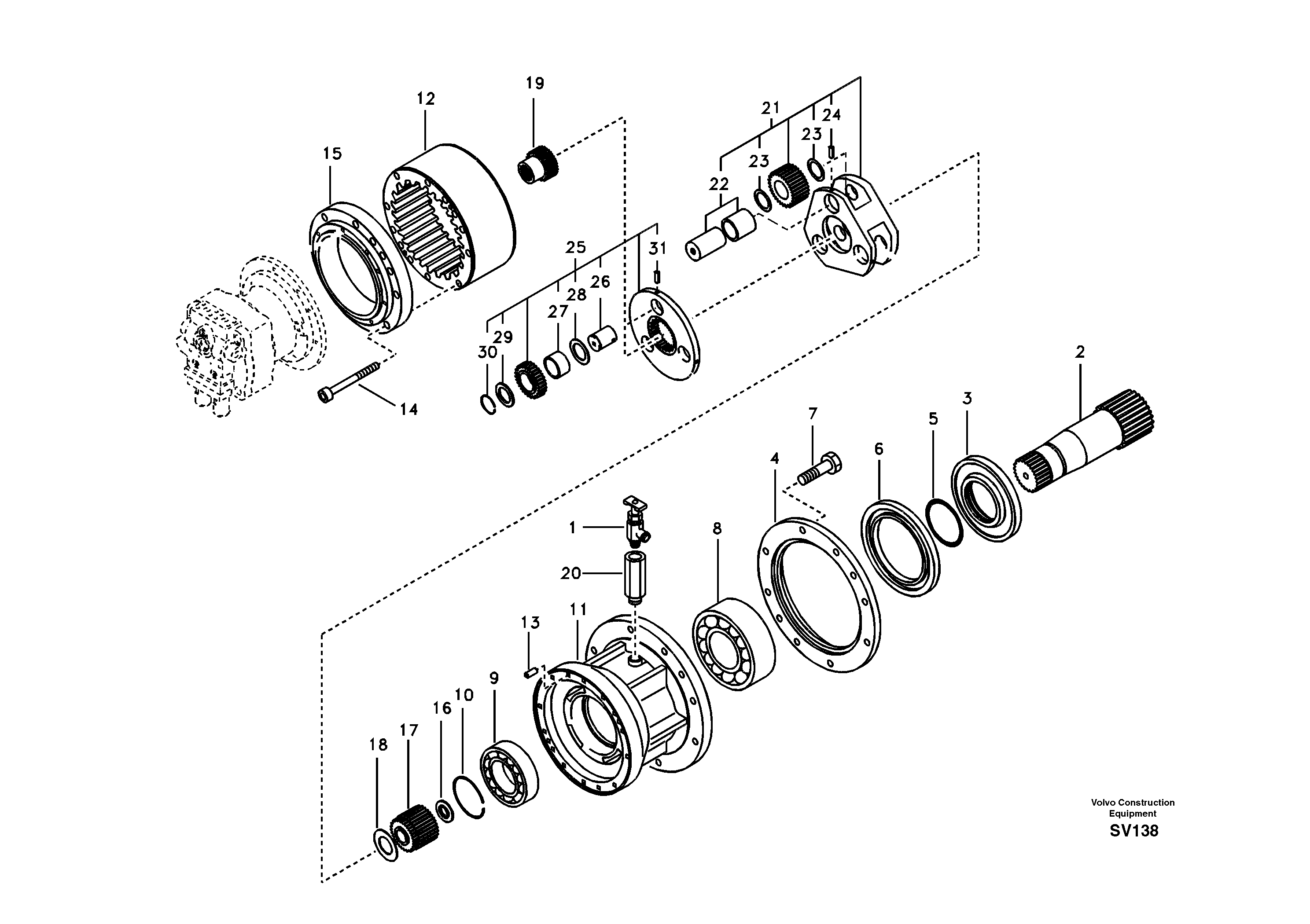 Схема запчастей Volvo EC460B - 53031 Swing gearbox EC460B