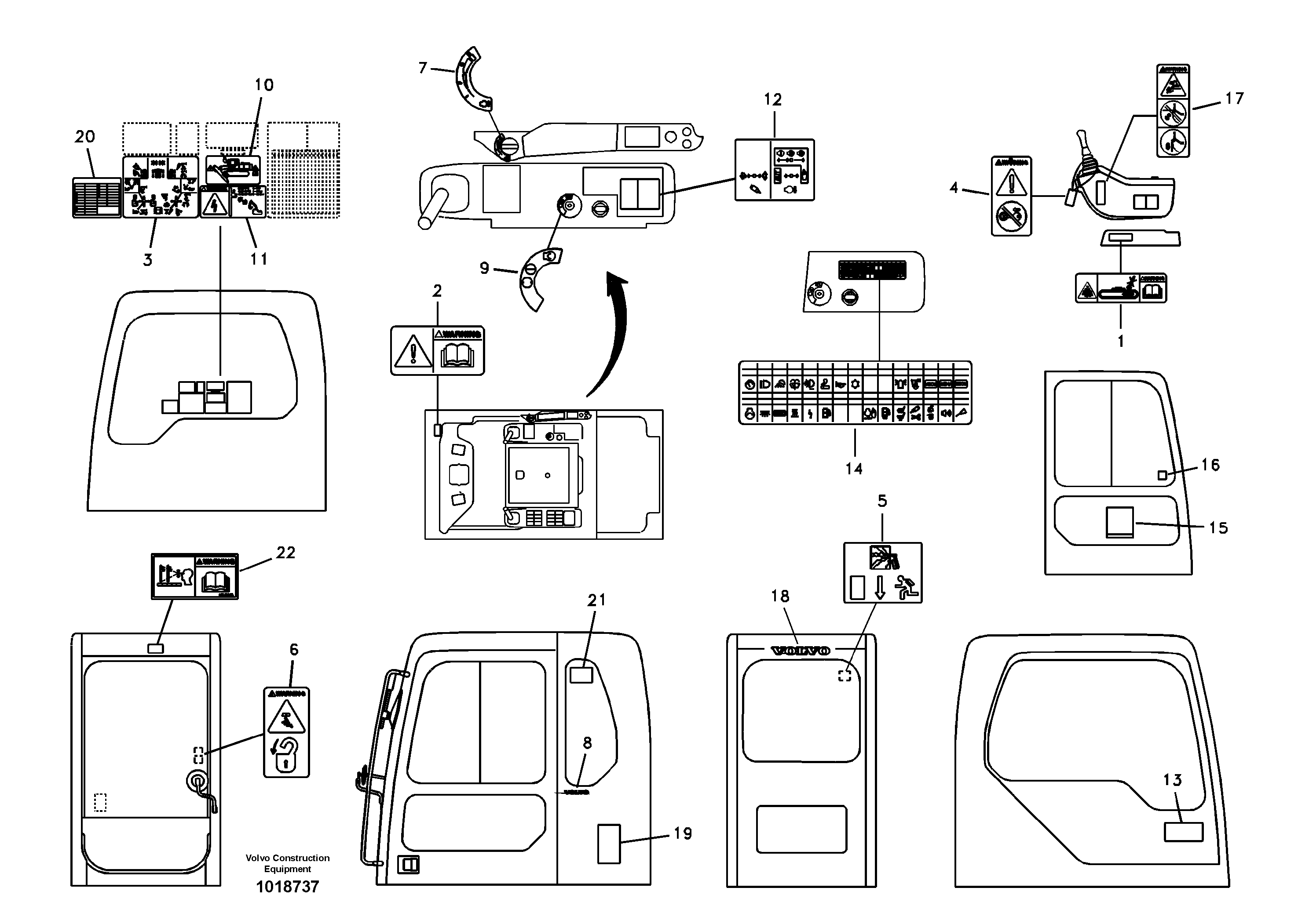 Схема запчастей Volvo EC460B - 12337 Decal, inner location EC460B SER NO INT 11515- EU&NA 80001-