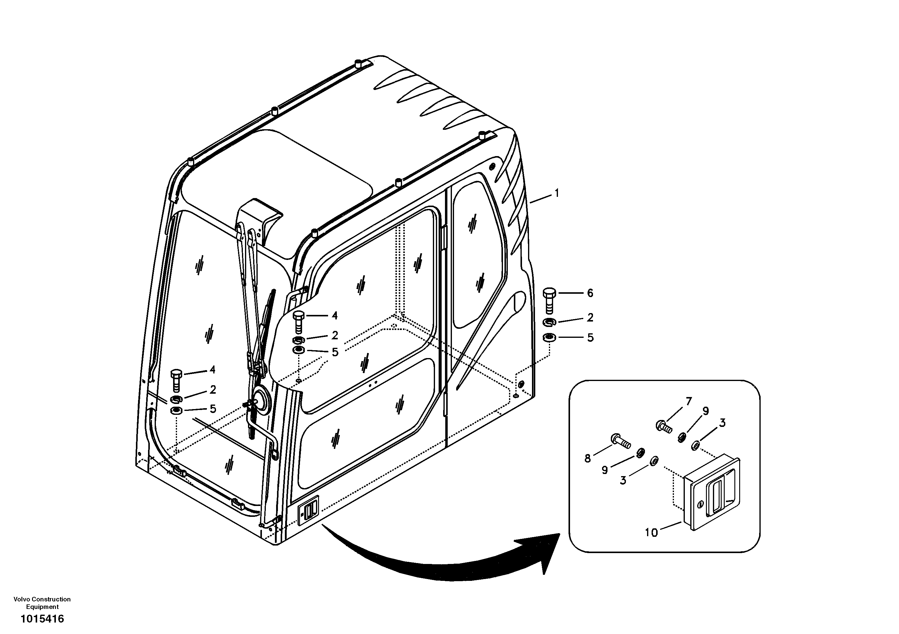 Схема запчастей Volvo EC460B - 96768 Cab mount EC460B