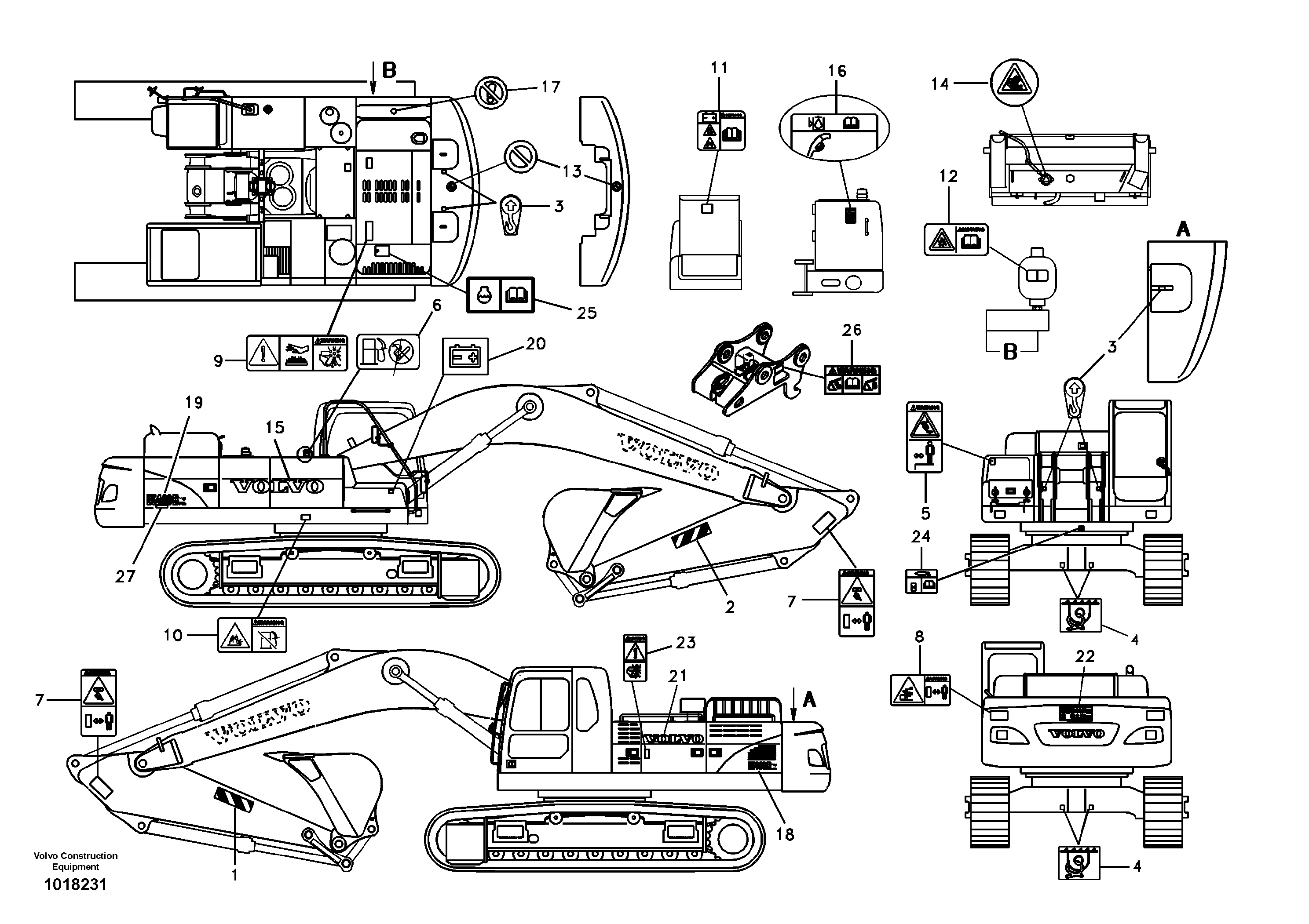 Схема запчастей Volvo EC460B - 105987 Decal, outer location EC460B