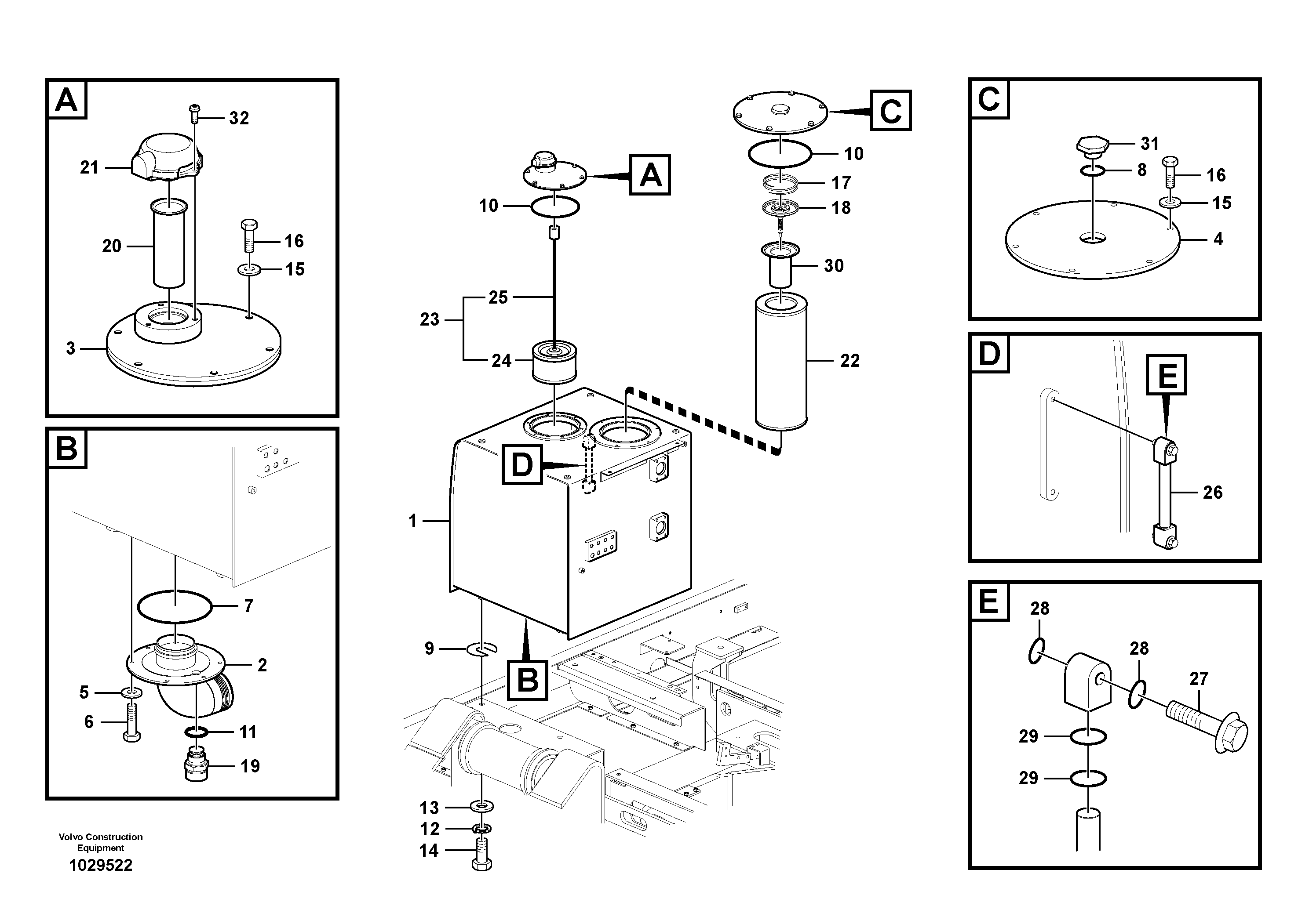 Схема запчастей Volvo EC460B - 68850 Гидробак EC460B PRIME S/N 15001-/85001-