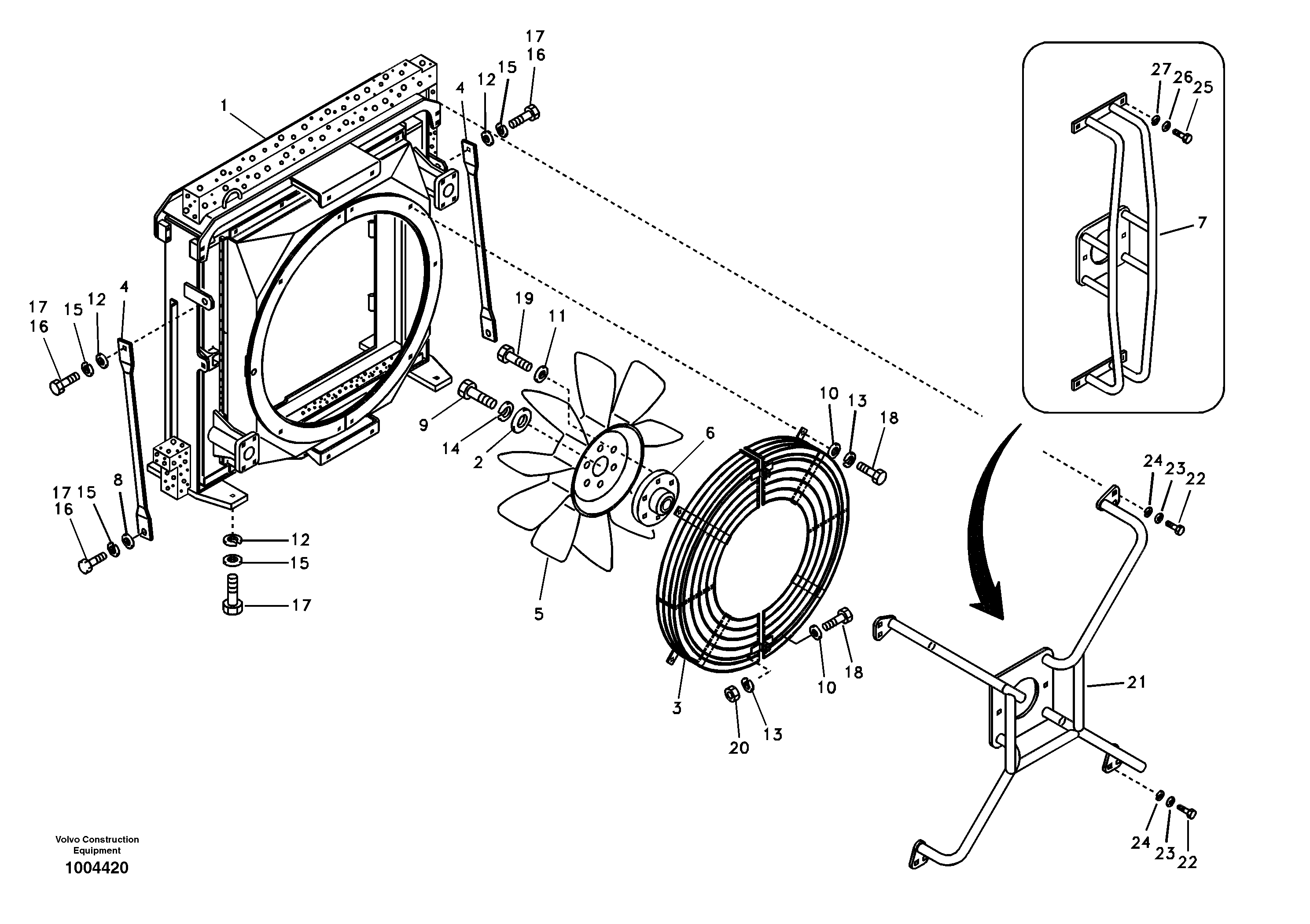 Схема запчастей Volvo EC460B - 46220 Hydraulic system, oil cooler mount EC460B