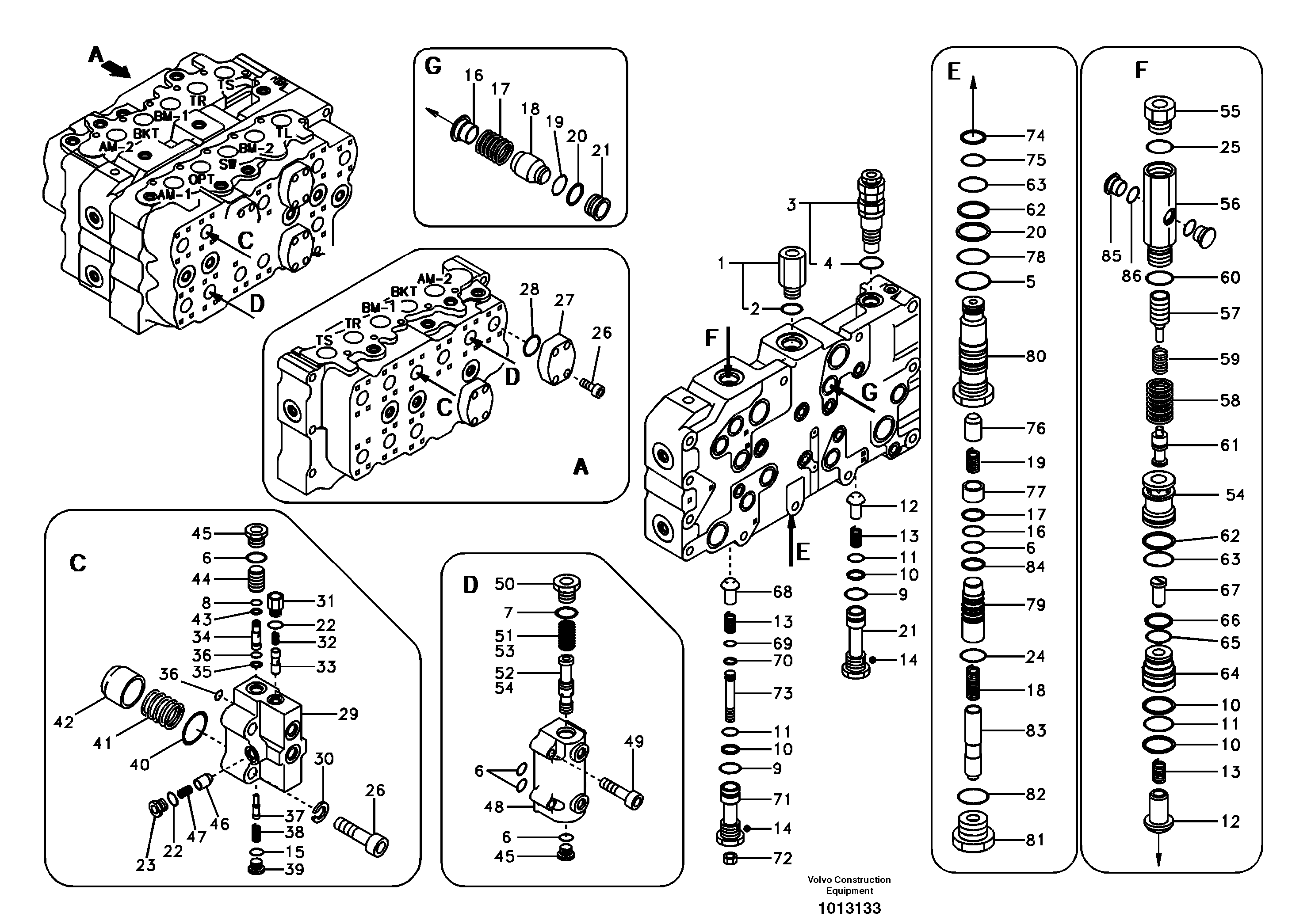 Схема запчастей Volvo EC460B - 53680 Main control valve, boom and dipper arm holding EC460B