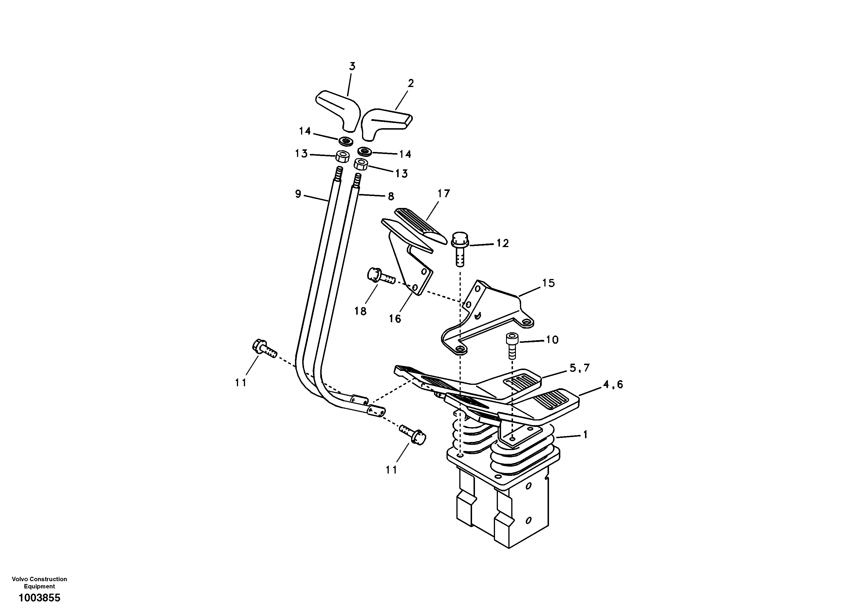 Схема запчастей Volvo EC460B - 25432 Remote control valve pedal with fitting parts EC460B