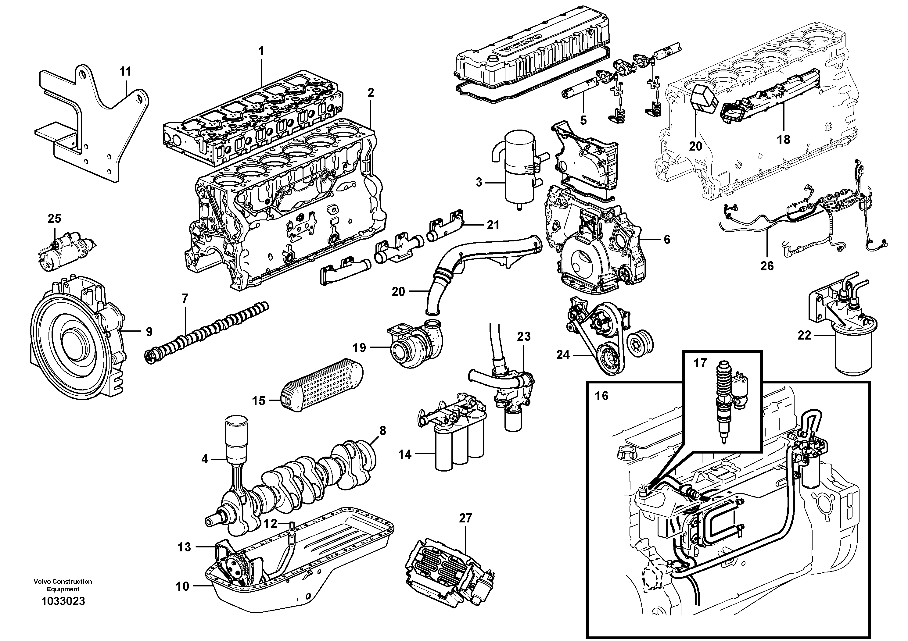 Схема запчастей Volvo EC460B - 63225 Двигатель в сборе EC460B SER NO INT 11515- EU&NA 80001-