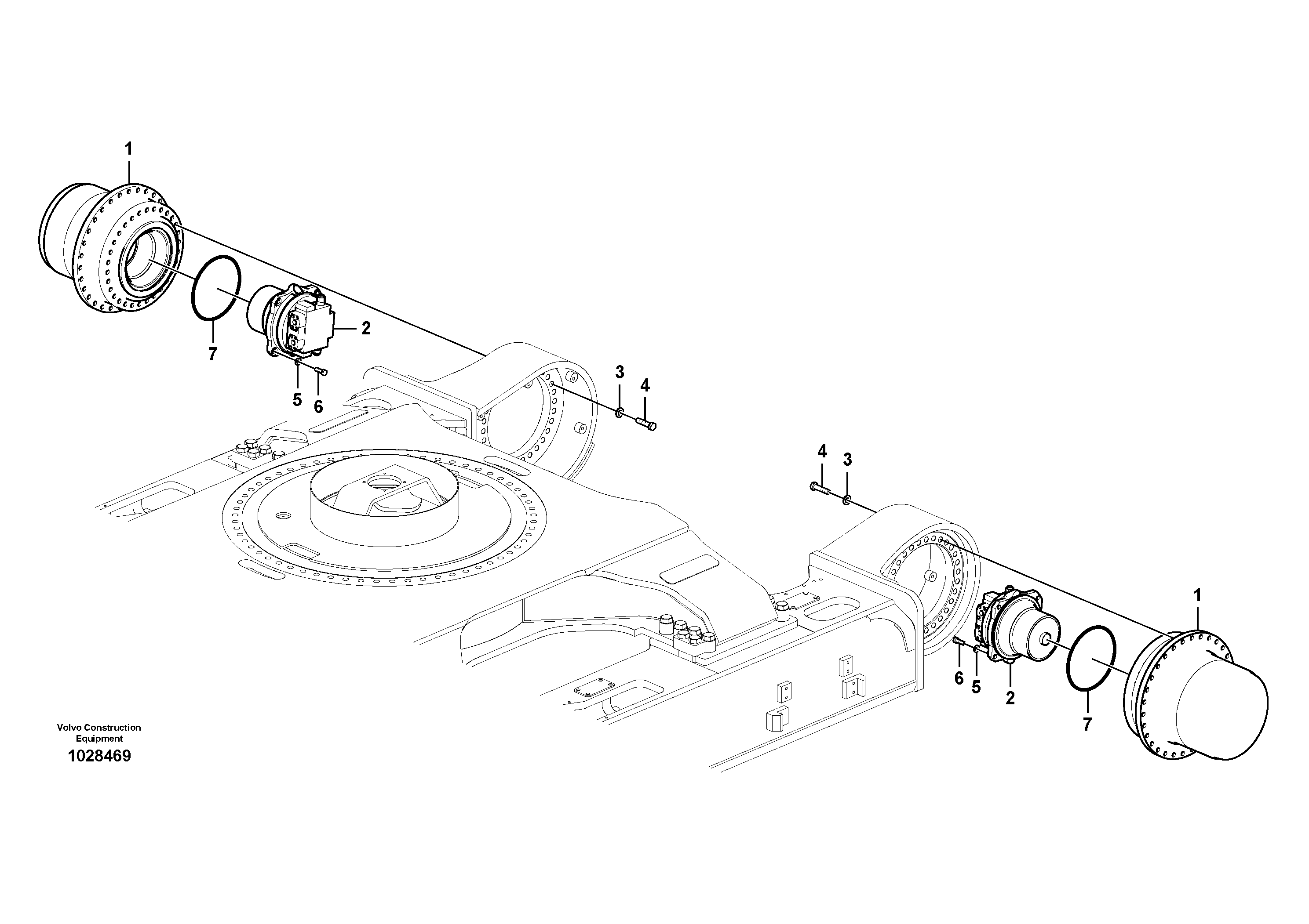 Схема запчастей Volvo EC700B - 68921 Travel motor with mounting parts EC700B