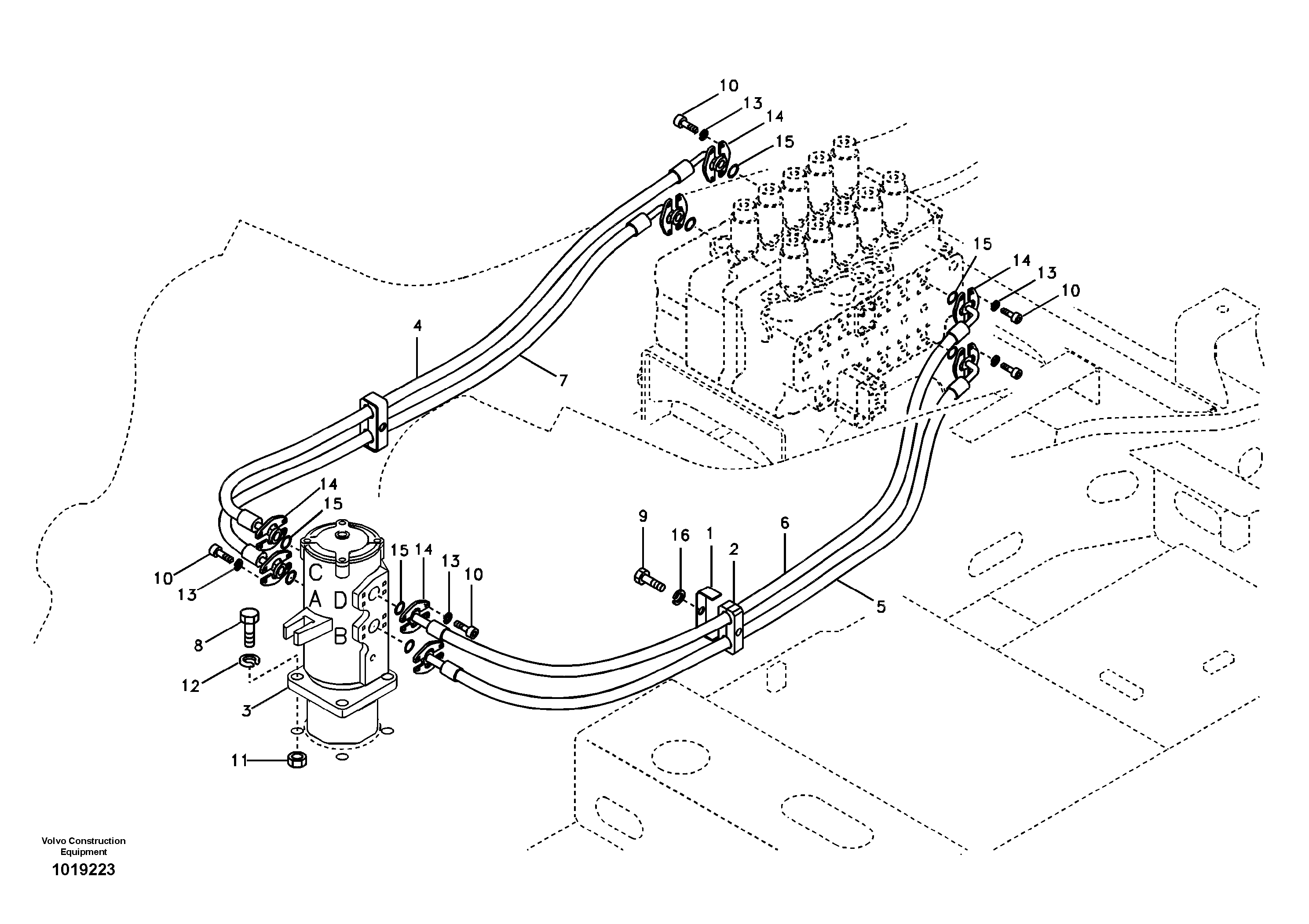 Схема запчастей Volvo EC700B - 67607 Turning joint line, control valve to turning joint EC700B