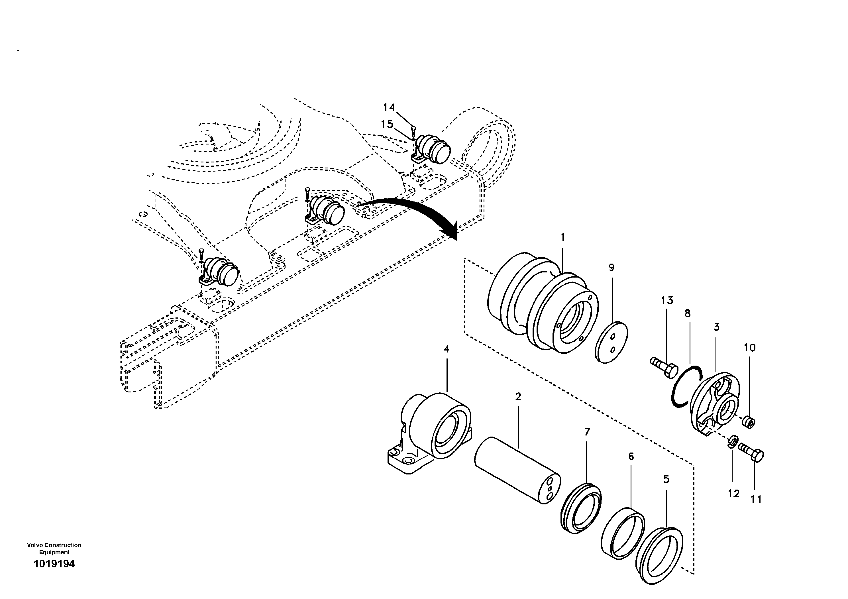 Схема запчастей Volvo EC700B - 69441 Top roller EC700B