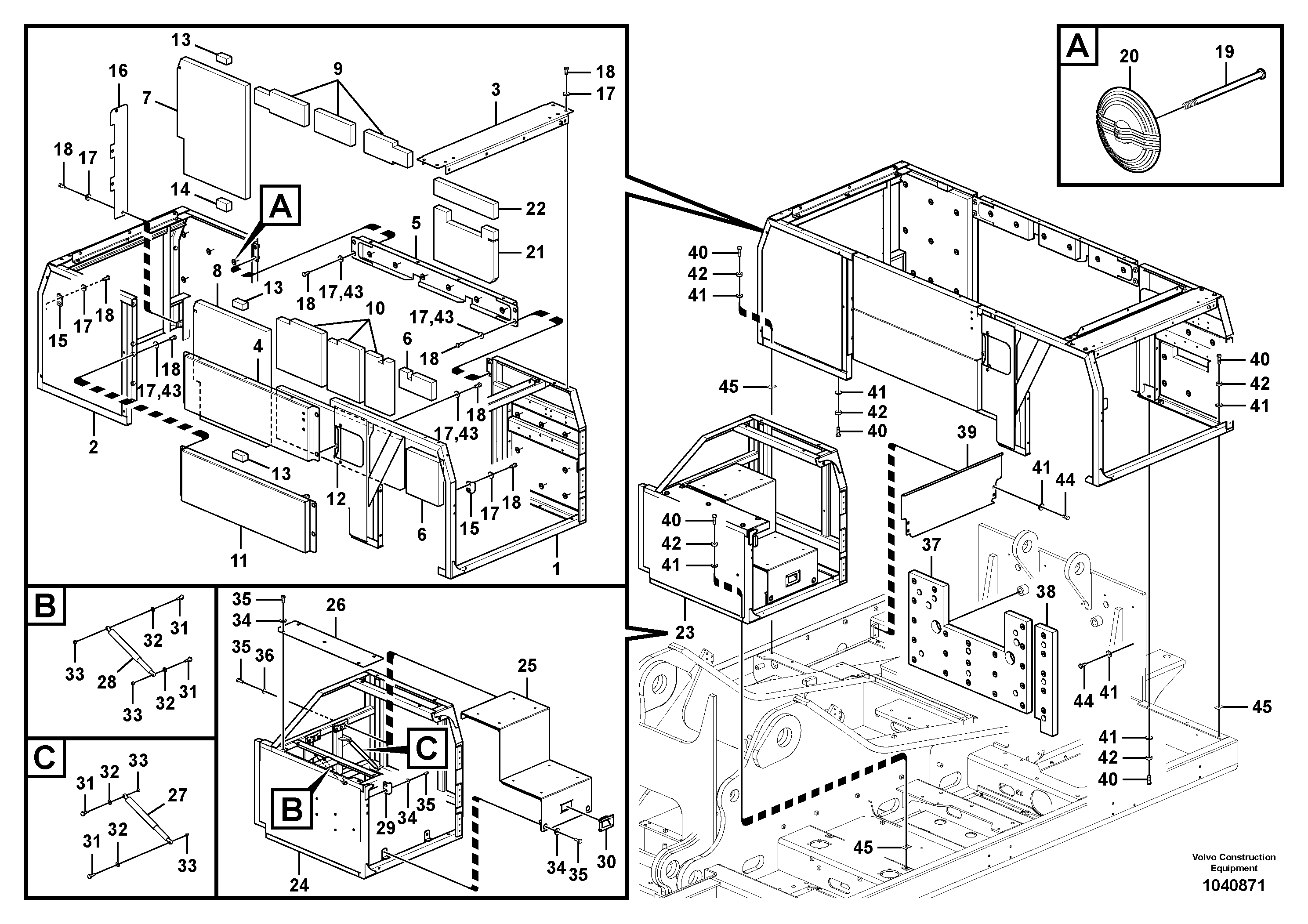 Схема запчастей Volvo EC700B - 65316 Cowl frame EC700B