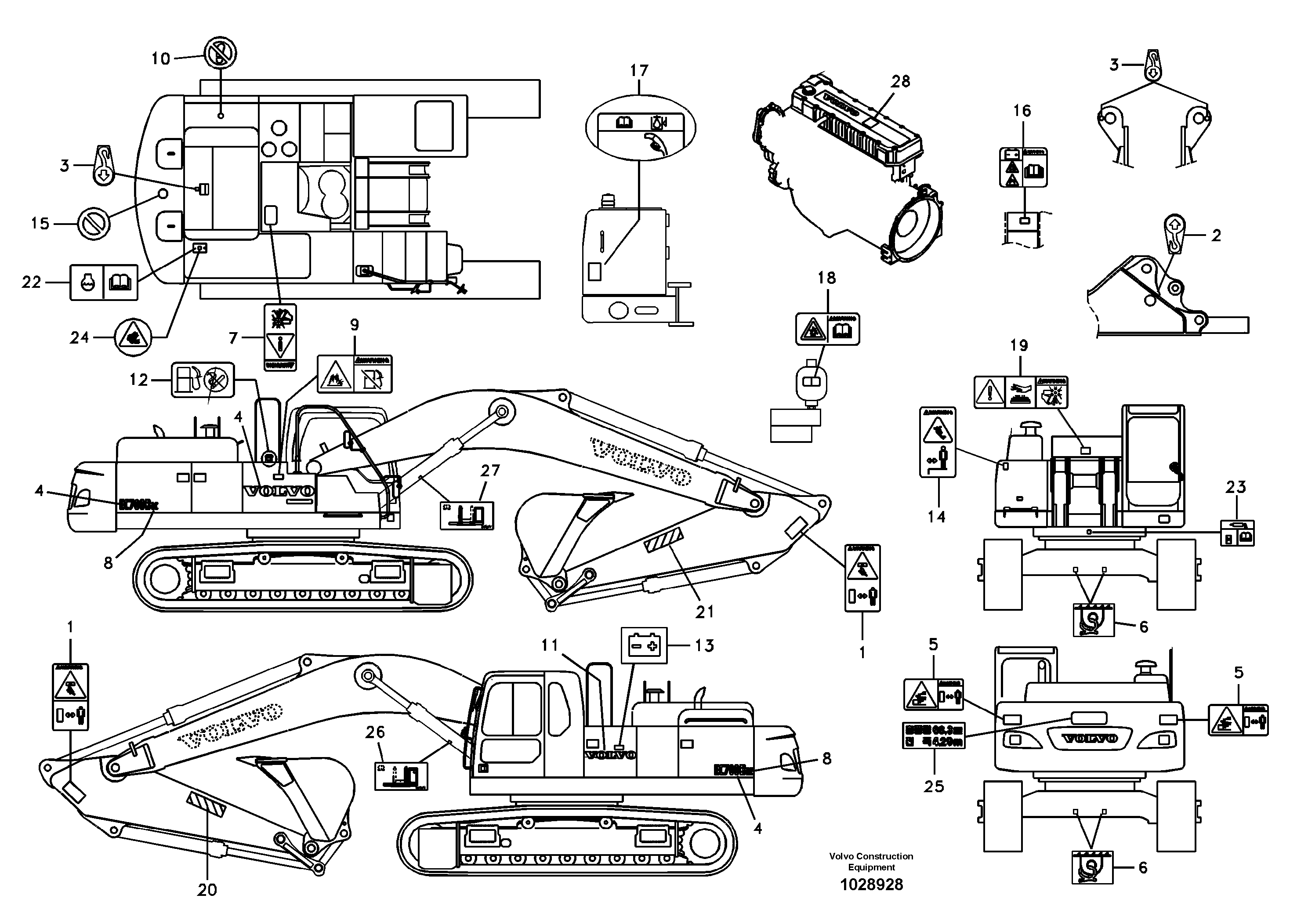 Схема запчастей Volvo EC700B - 78513 Decal, outer location EC700B