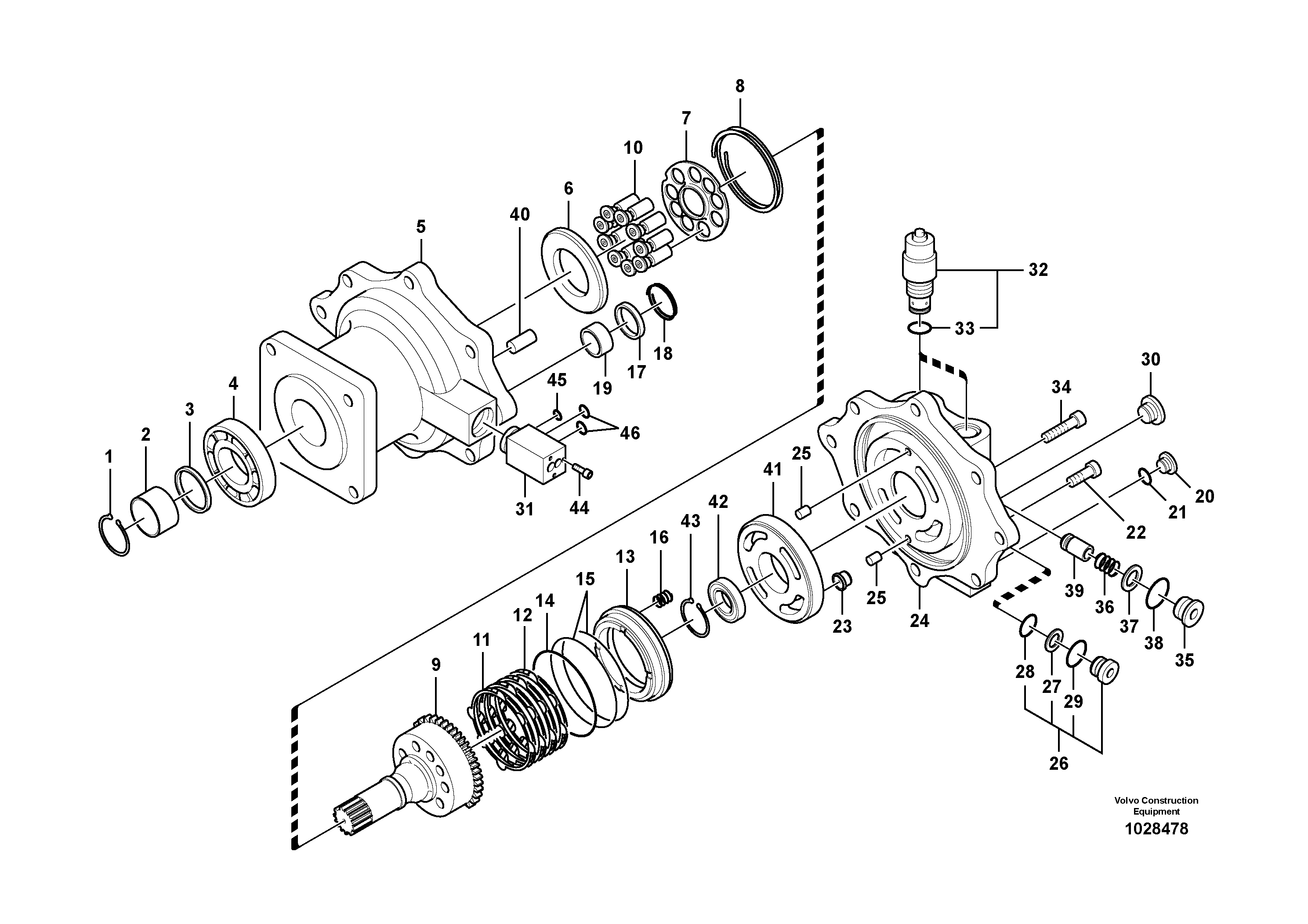 Схема запчастей Volvo EC700B - 93232 Поворотный редуктор (Гидромотор поворота платформы) EC700BHR HIGH REACH DEMOLITION