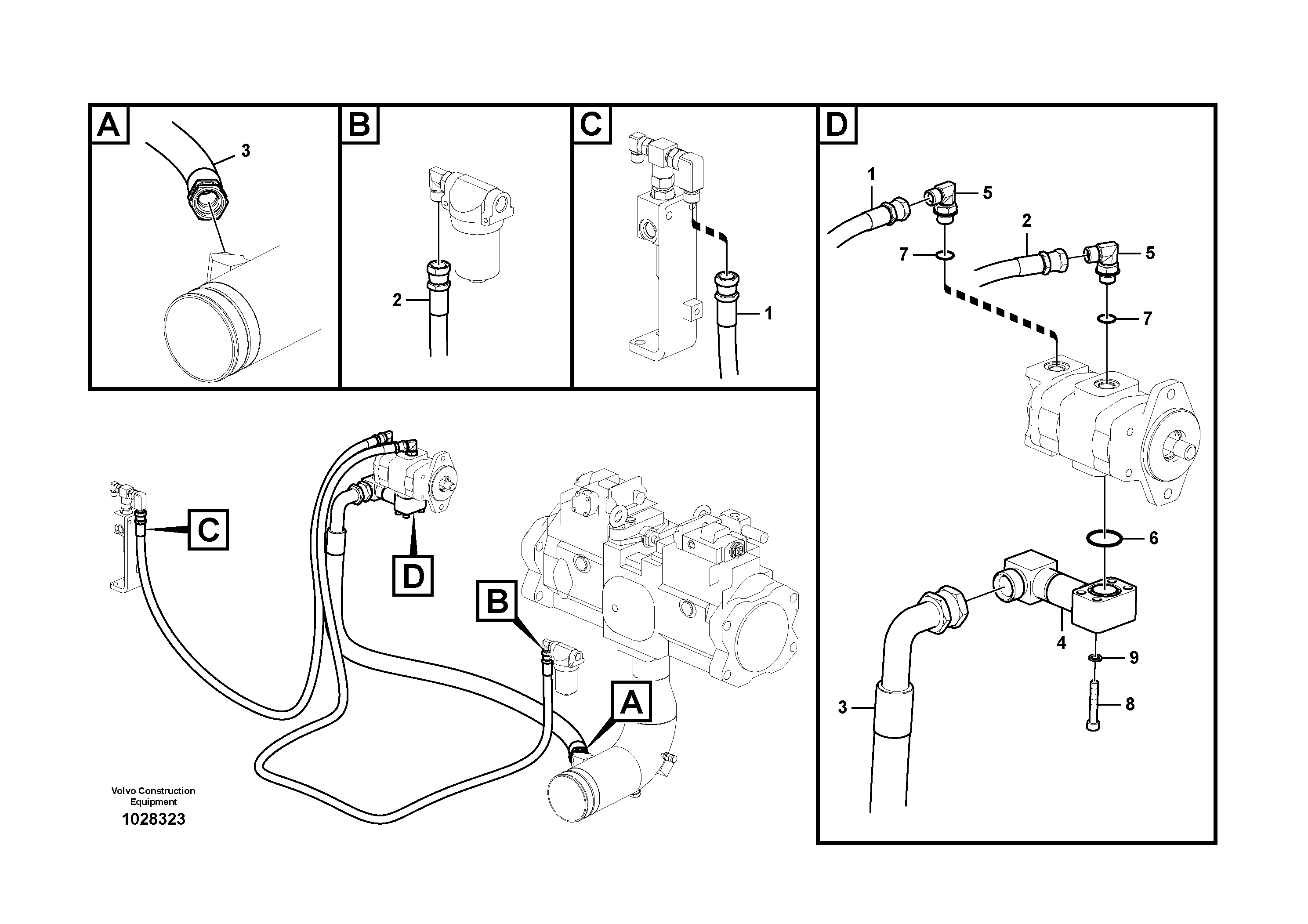 Схема запчастей Volvo EC700B - 24825 Servo system, pump piping and filter mount EC700B