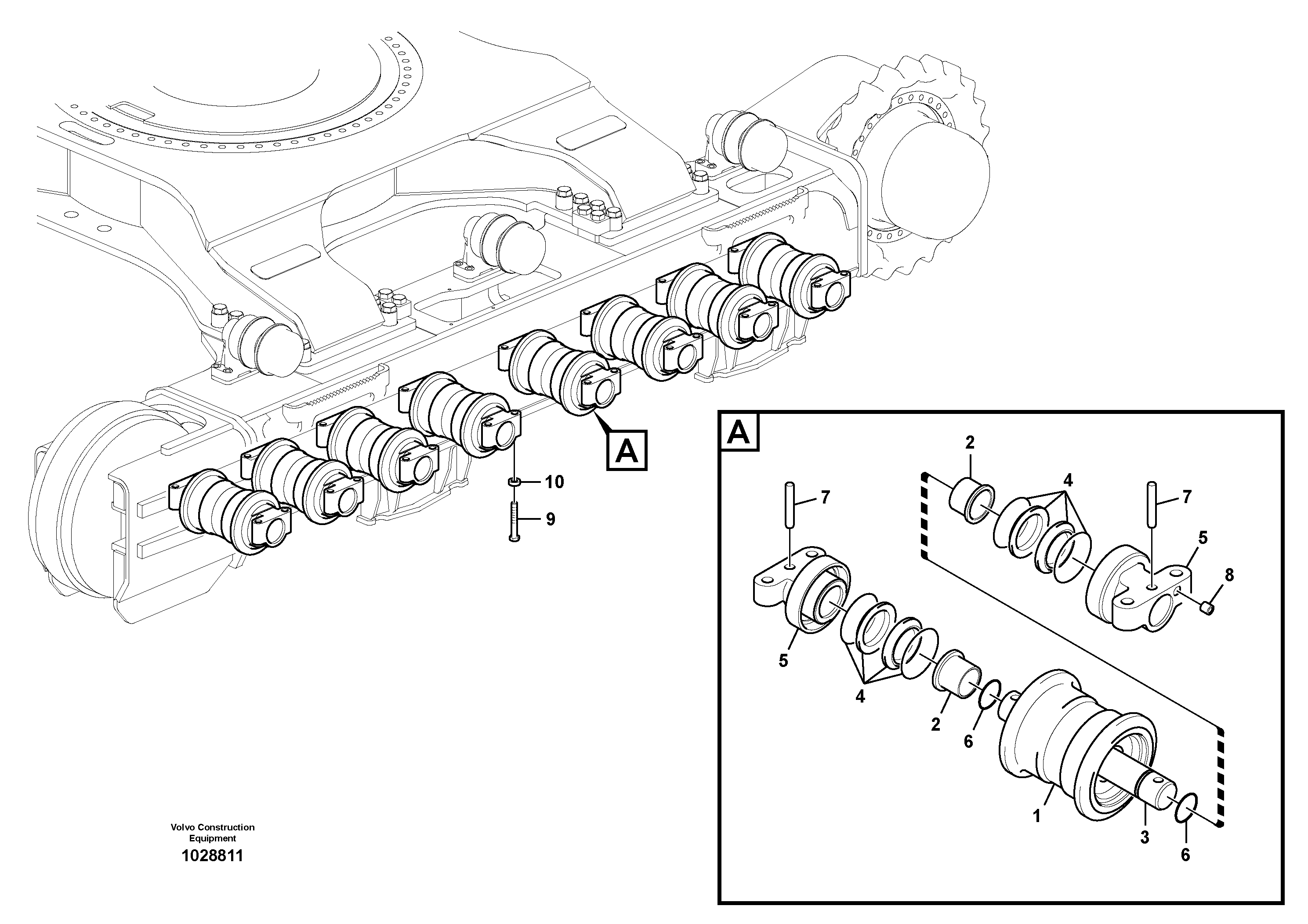 Схема запчастей Volvo EC700B - 55423 Bottom roller EC700BHR HIGH REACH DEMOLITION