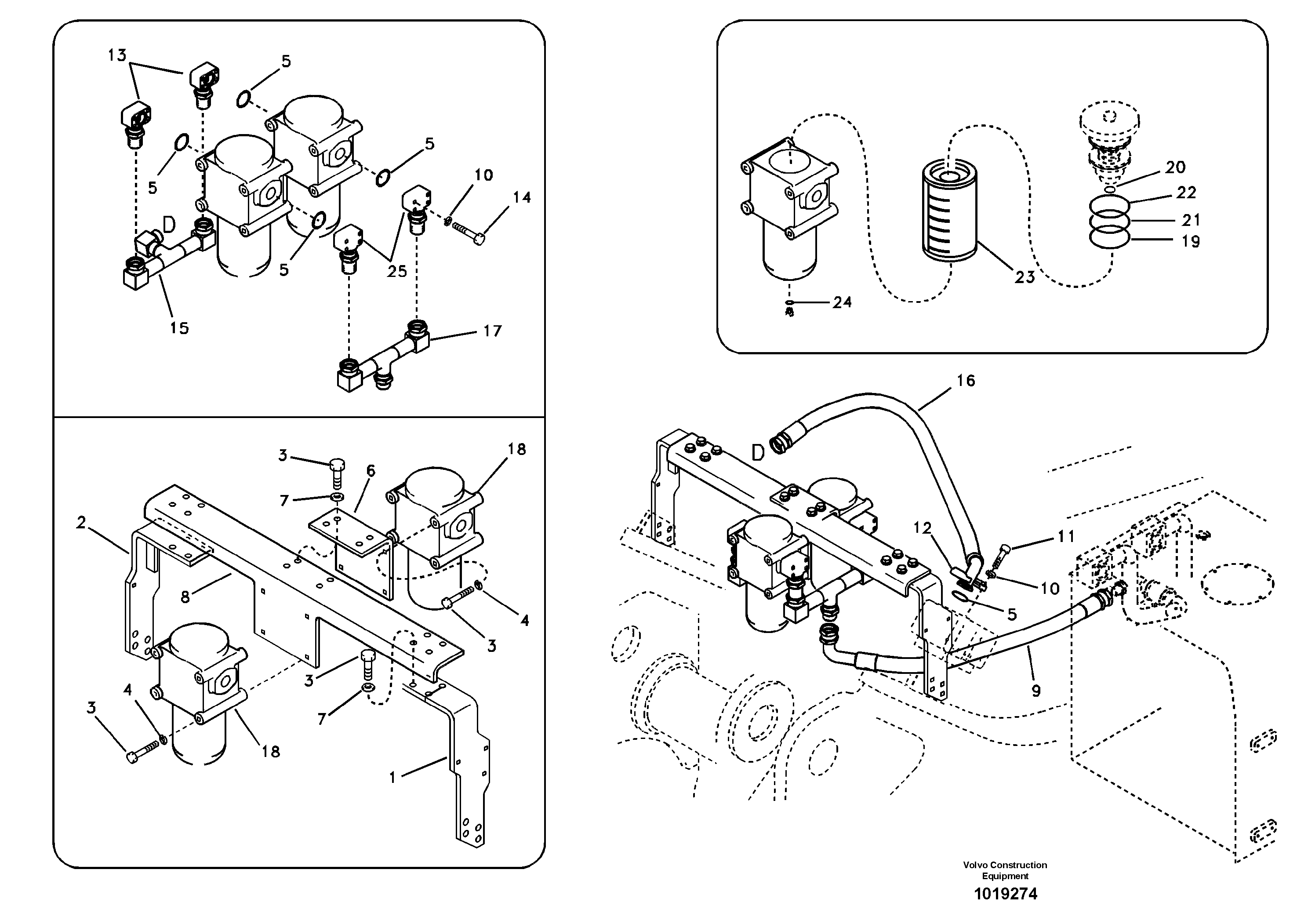 Схема запчастей Volvo EC700B - 29482 Working hydraulic, hammer and shear for return filter EC700B