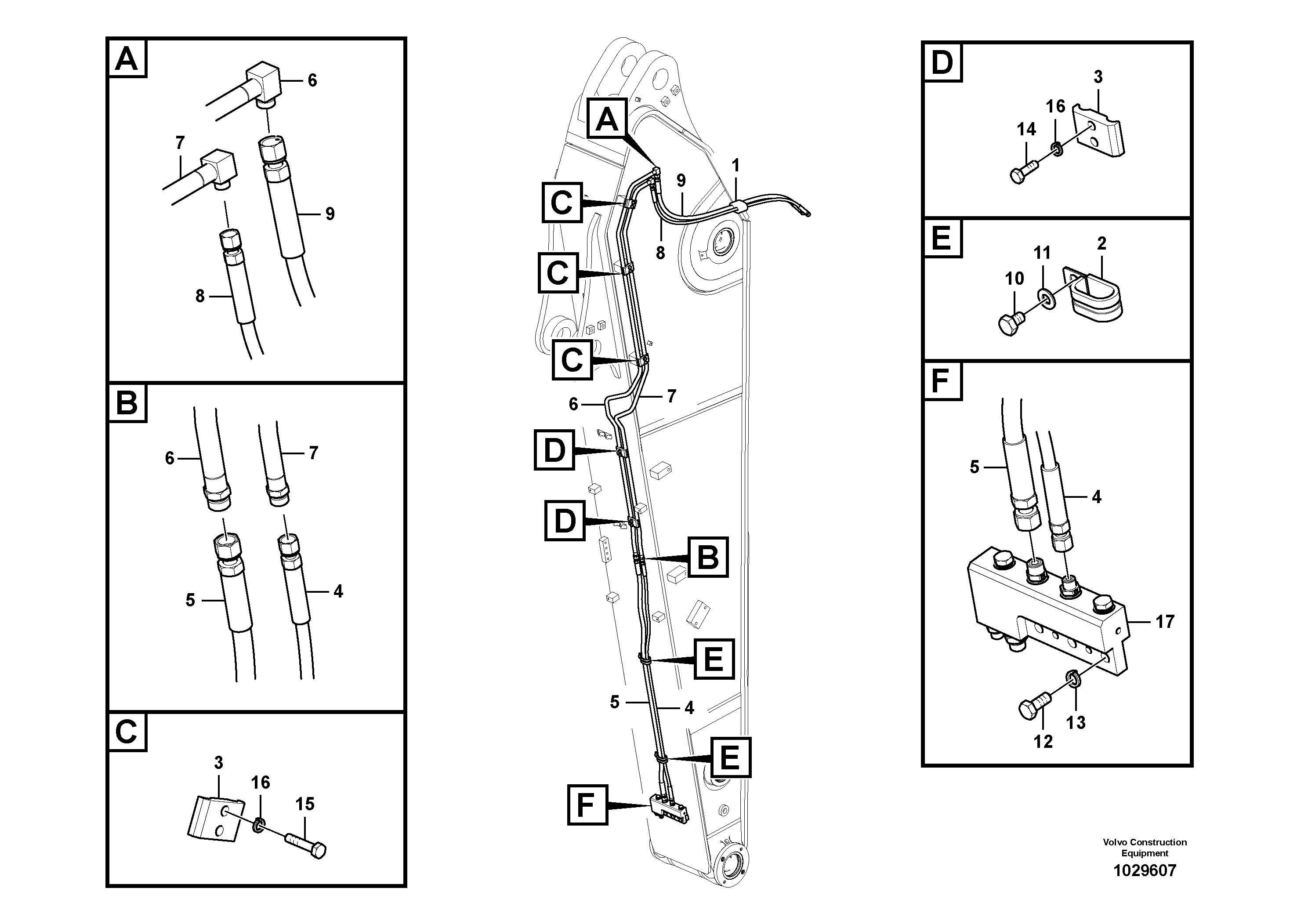 Схема запчастей Volvo EC700B - 29507 Working hydraulic, quick fit on dipper arm EC700B