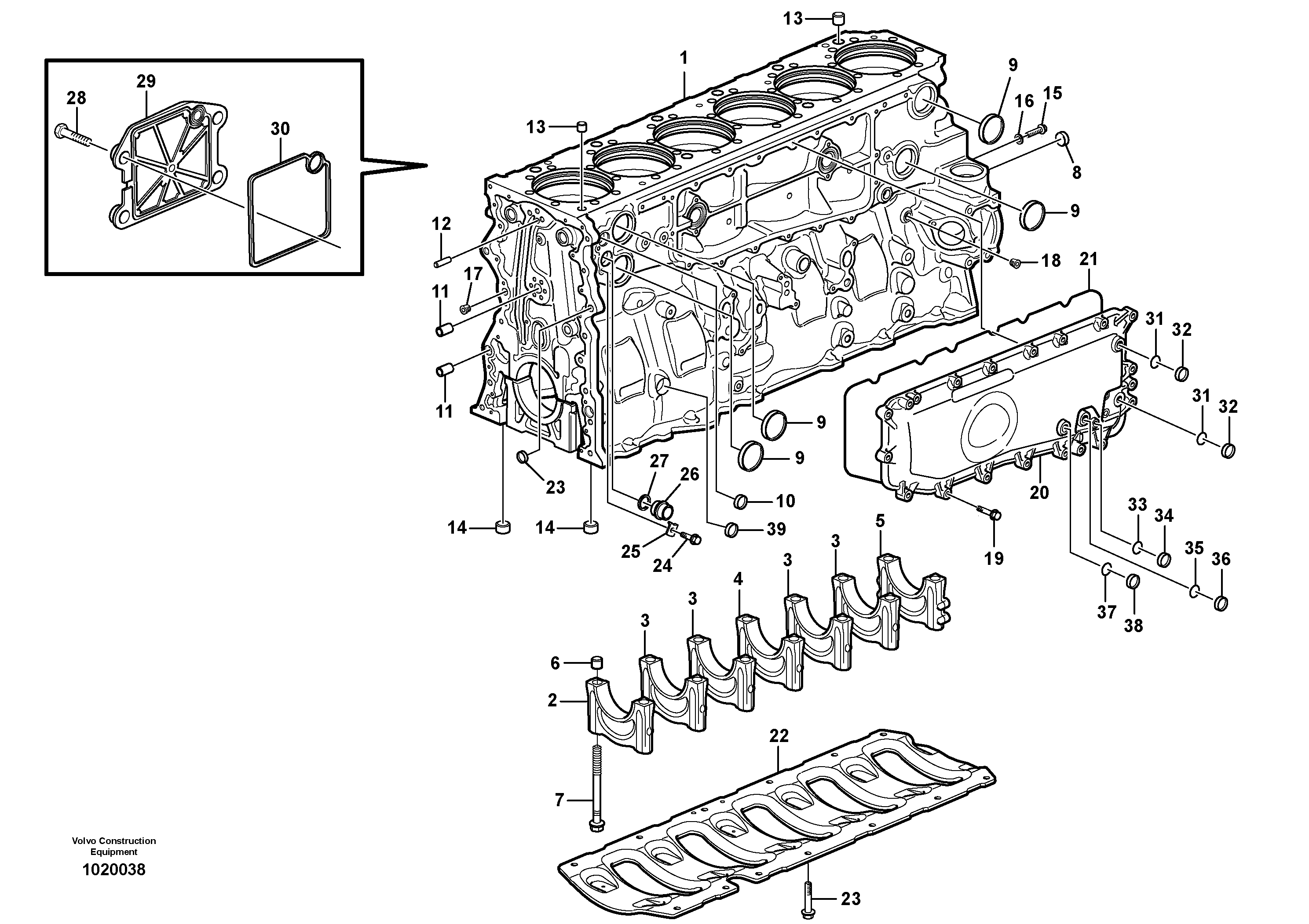 Схема запчастей Volvo EC700B - 104001 Блок цилиндров EC700B