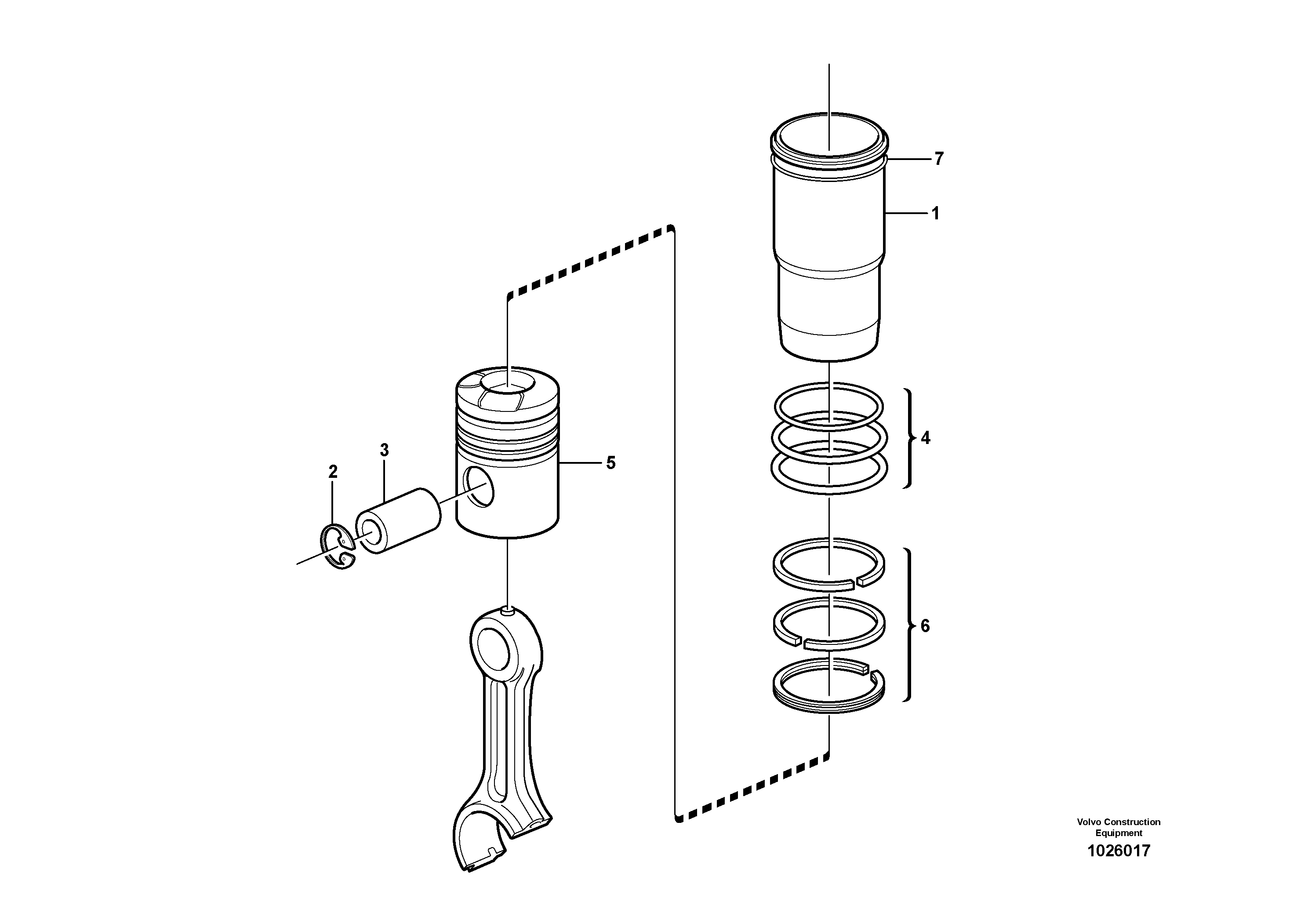 Схема запчастей Volvo EC700B - 49972 Cylinder liner and piston EC700B