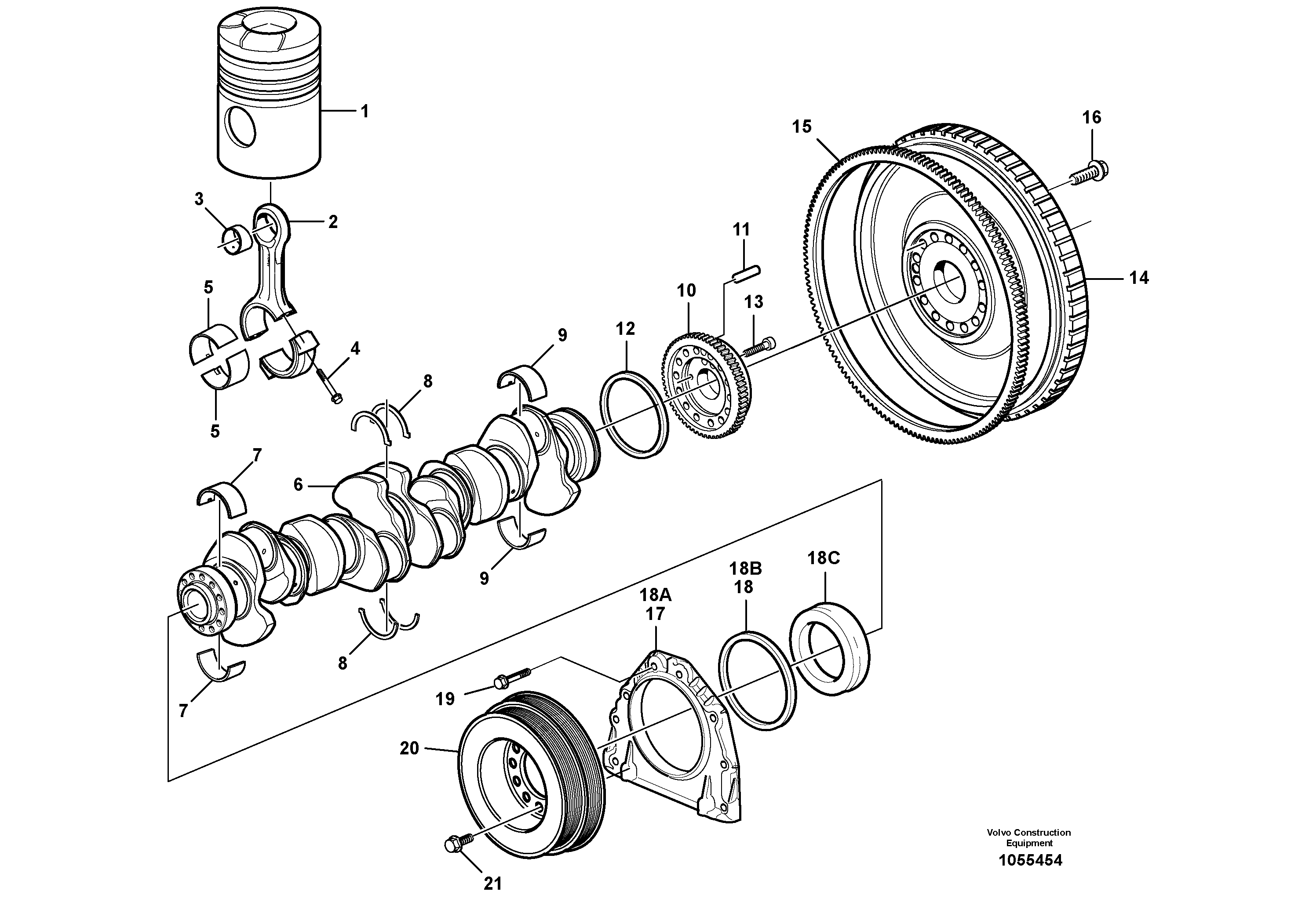 Схема запчастей Volvo EC700B - 57115 Crankshaft and related parts EC700B