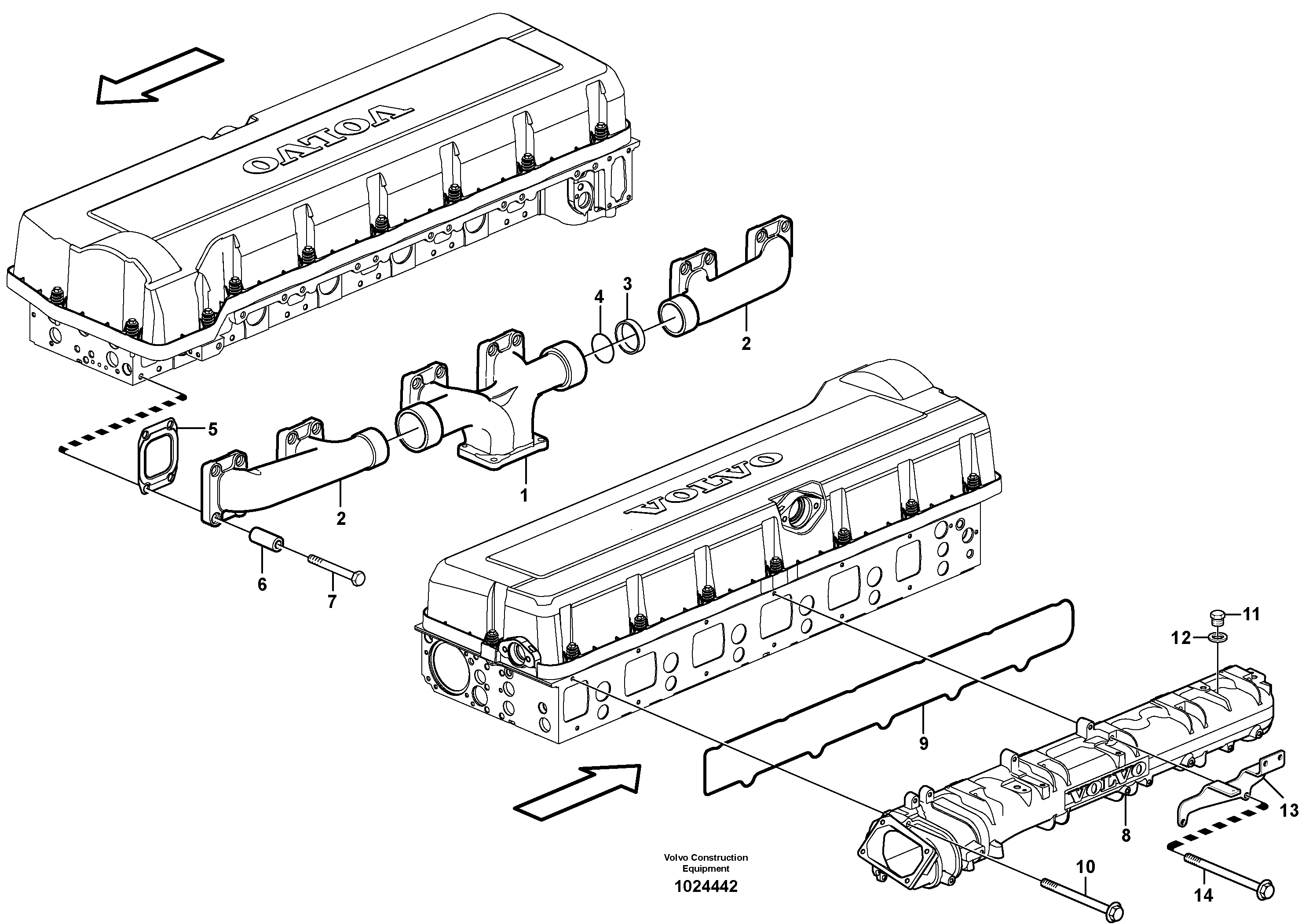 Схема запчастей Volvo EC700B - 100781 Inlet manifold and exhaust manifold EC700B