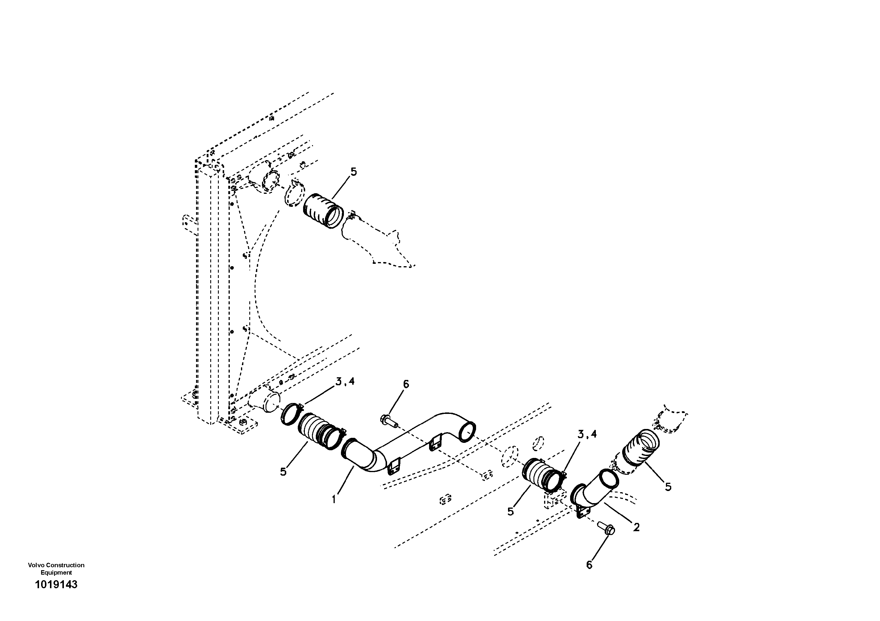 Схема запчастей Volvo EC700B - 63716 Charge air cooler, plumbing EC700B