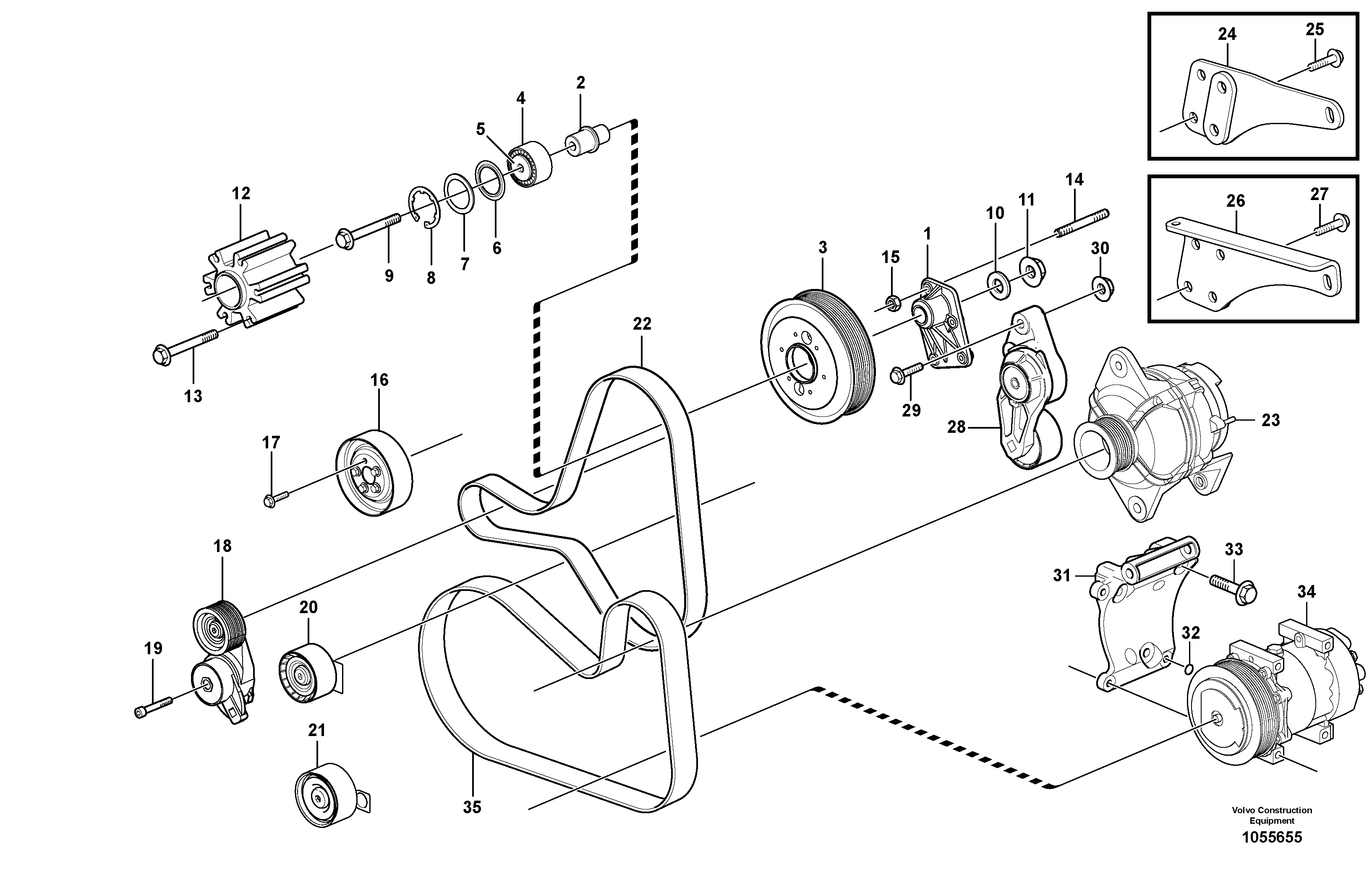 Схема запчастей Volvo EC700B - 70419 Belt transmission, pulley EC700B