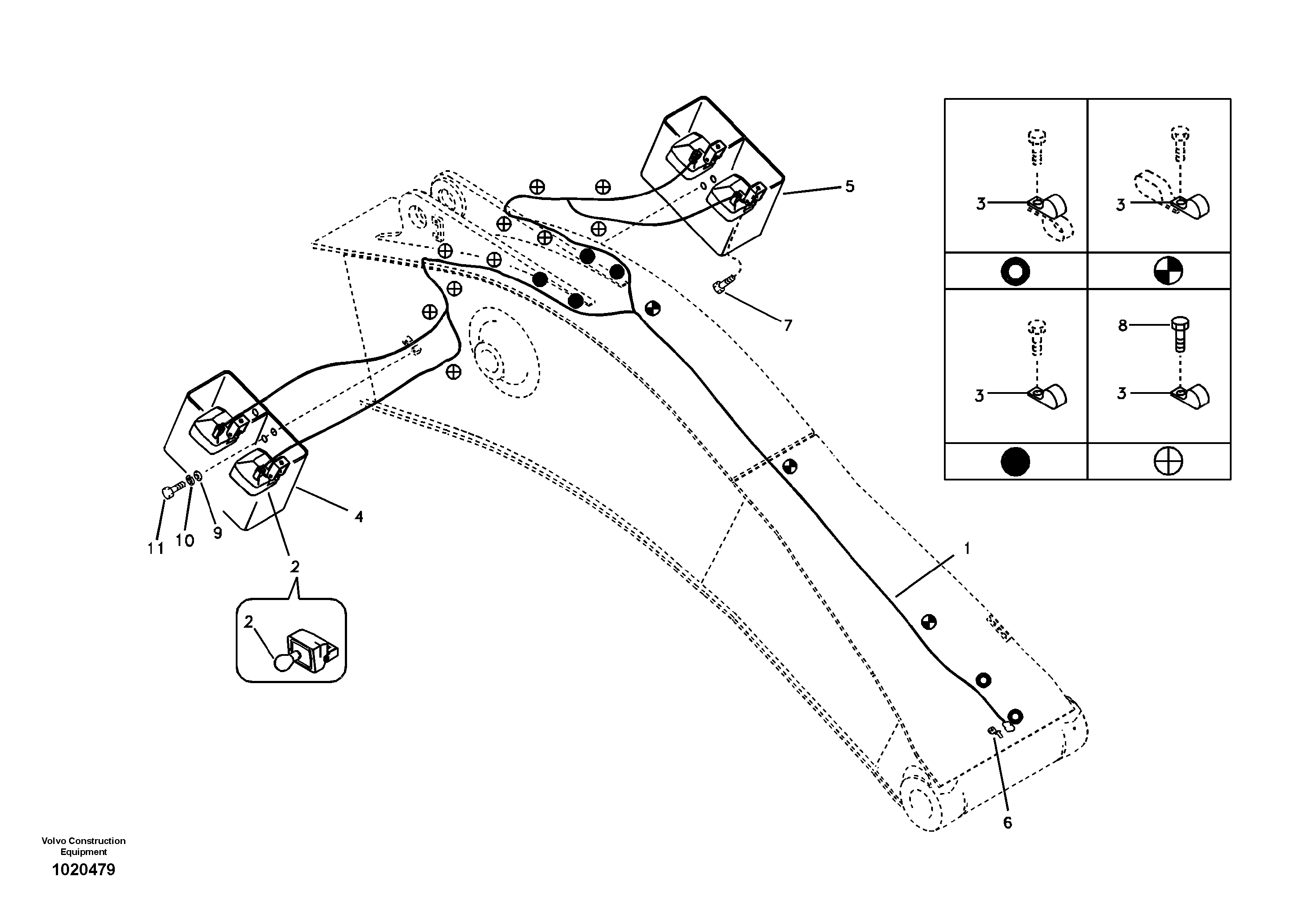 Схема запчастей Volvo EC700B - 21007 Working lamp on boom EC700B