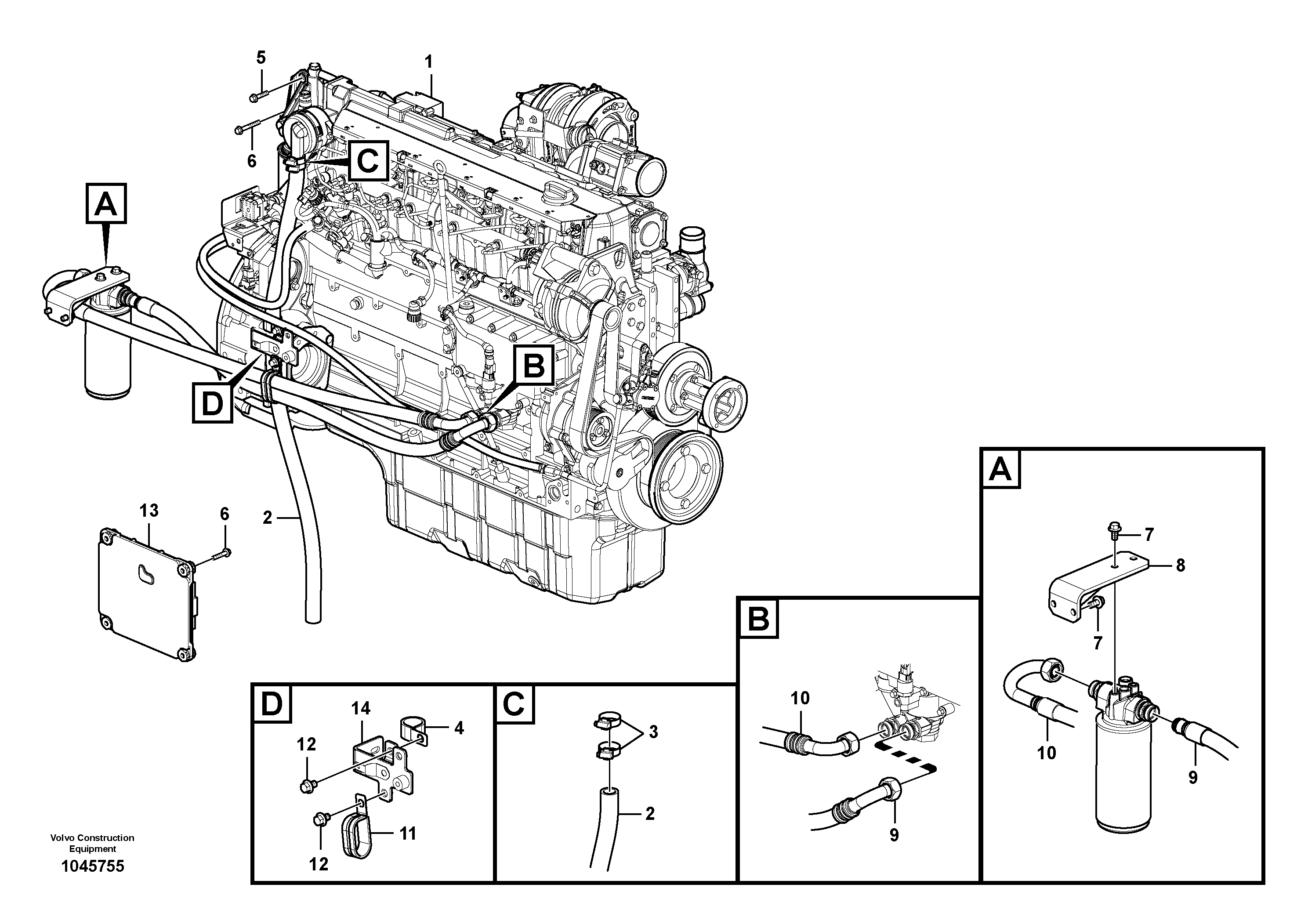 Схема запчастей Volvo EC200B PRIME S/N 30001- - 103676 Двигатель в сборе 