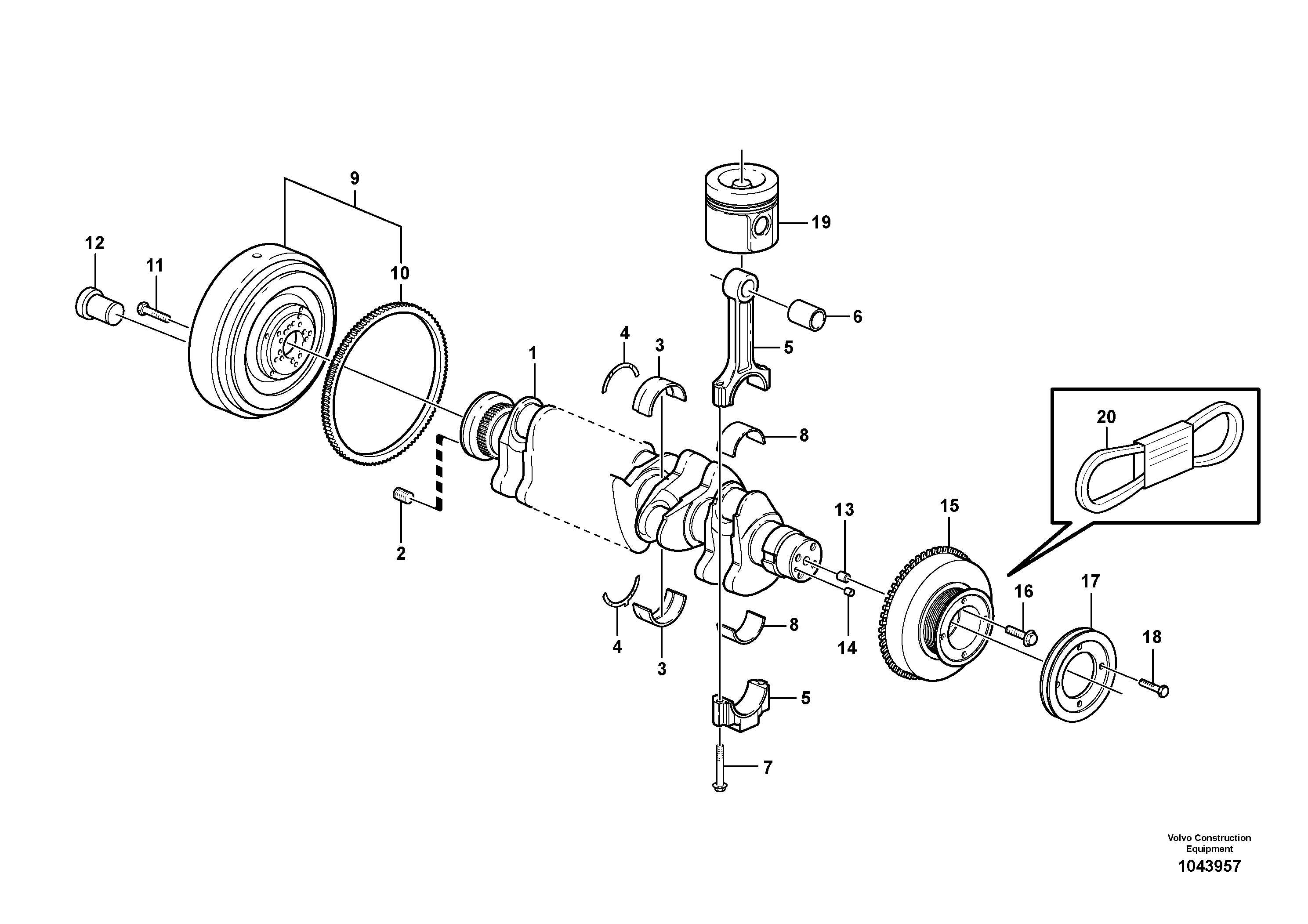 Схема запчастей Volvo EC200B PRIME S/N 30001- - 97529 Crankshaft and related parts 