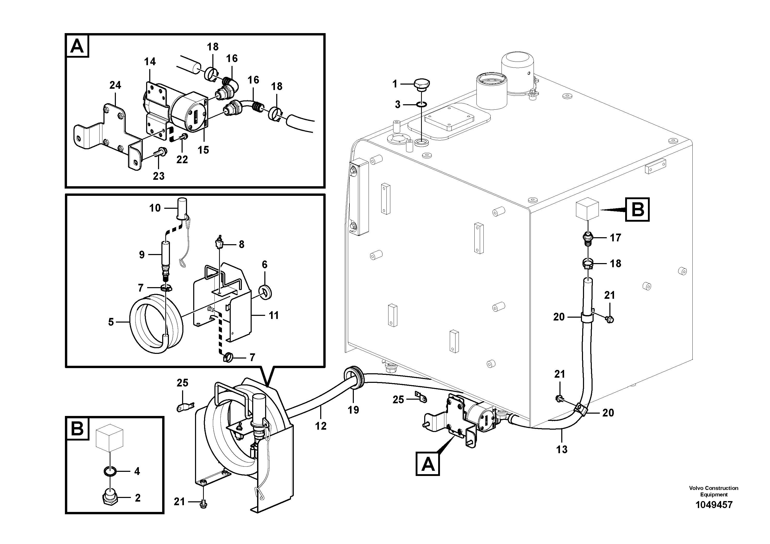 Схема запчастей Volvo EC200B PRIME S/N 30001- - 104077 Fuel filling pump with assembling details 