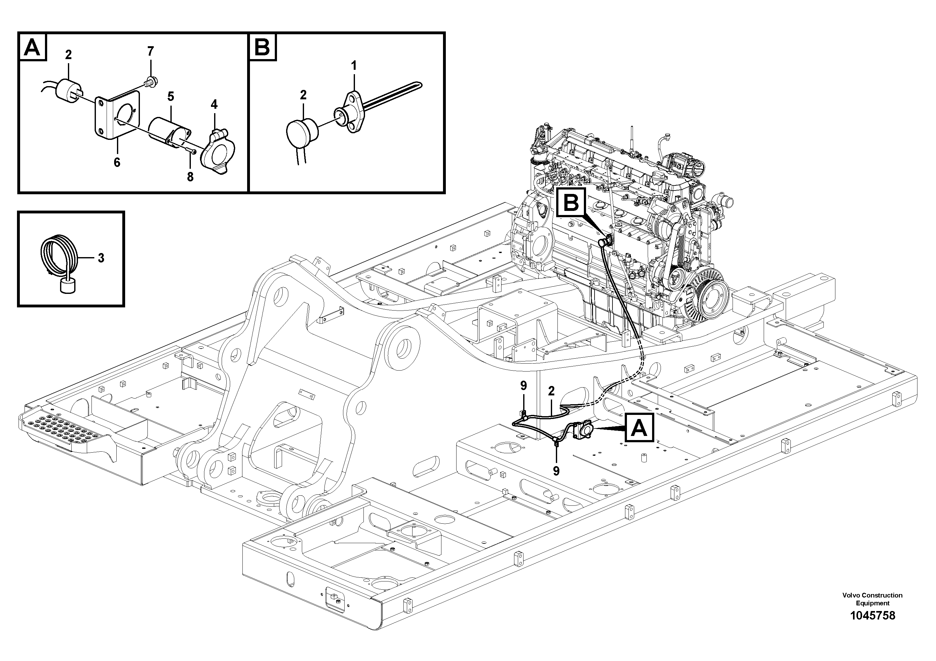 Схема запчастей Volvo EC200B PRIME S/N 30001- - 102798 Engine block heater 