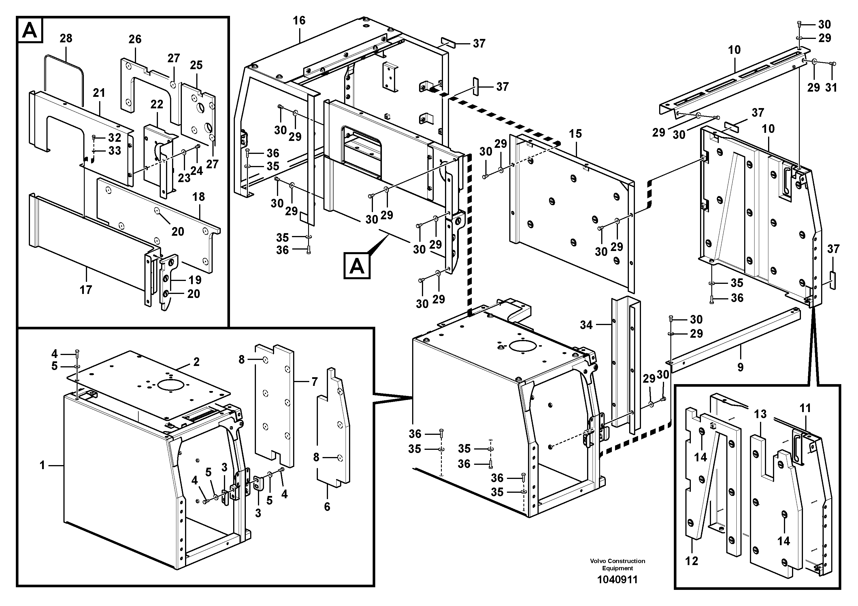 Схема запчастей Volvo EC200B PRIME S/N 30001- - 97524 Cowl frame 