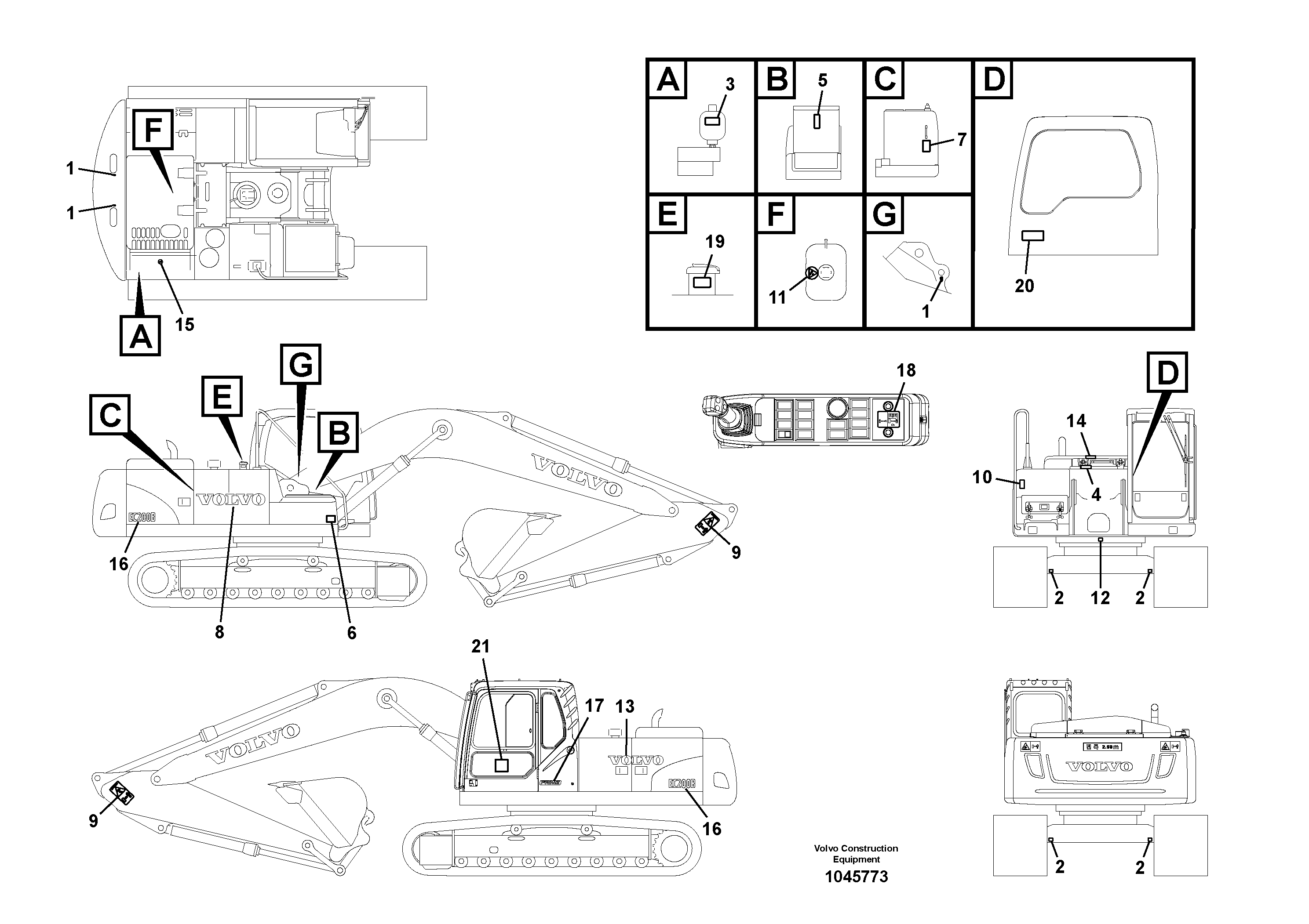 Схема запчастей Volvo EC200B PRIME S/N 30001- - 103677 Decals 