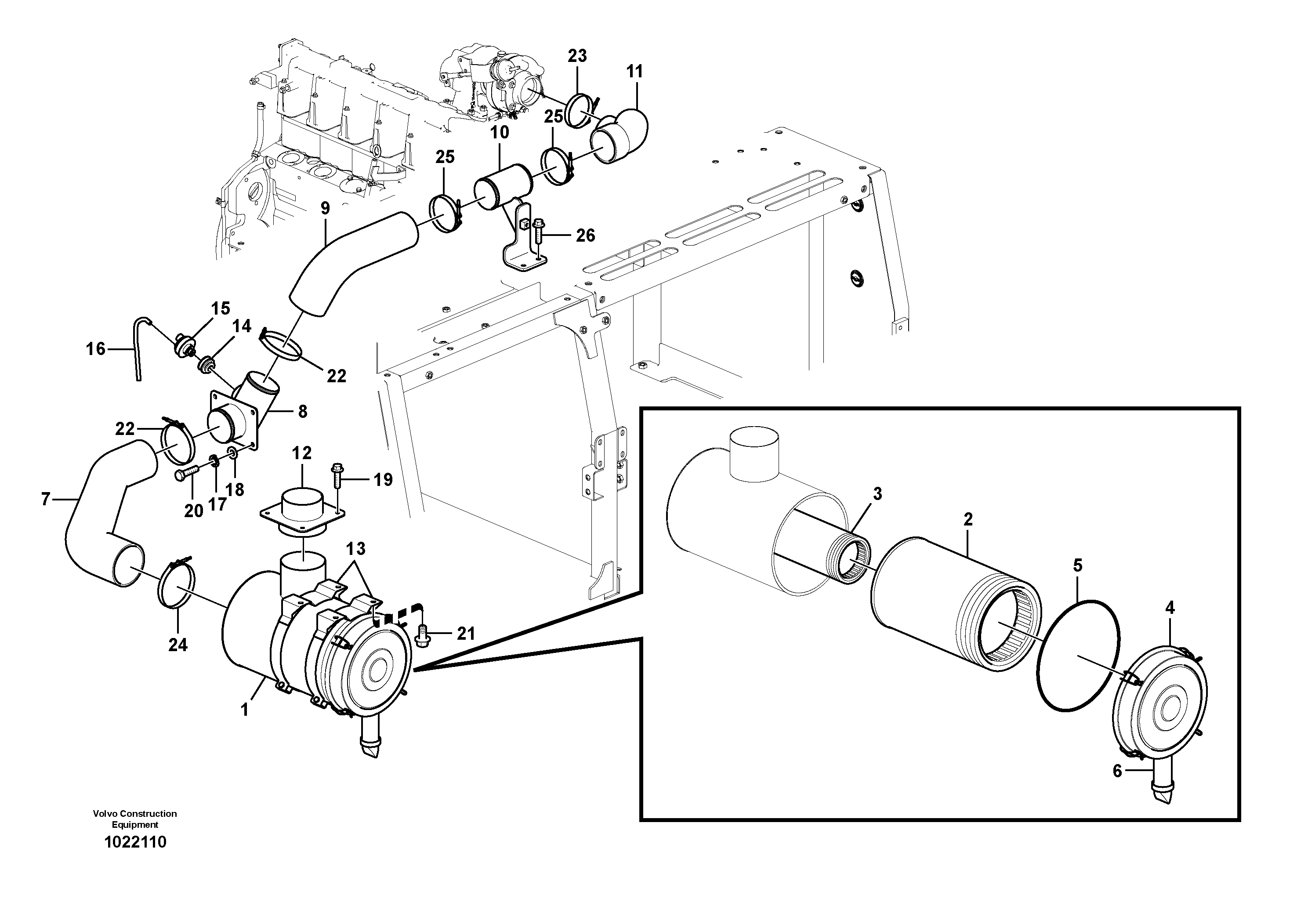 Схема запчастей Volvo EC210C - 104373 Система впуска EC210C