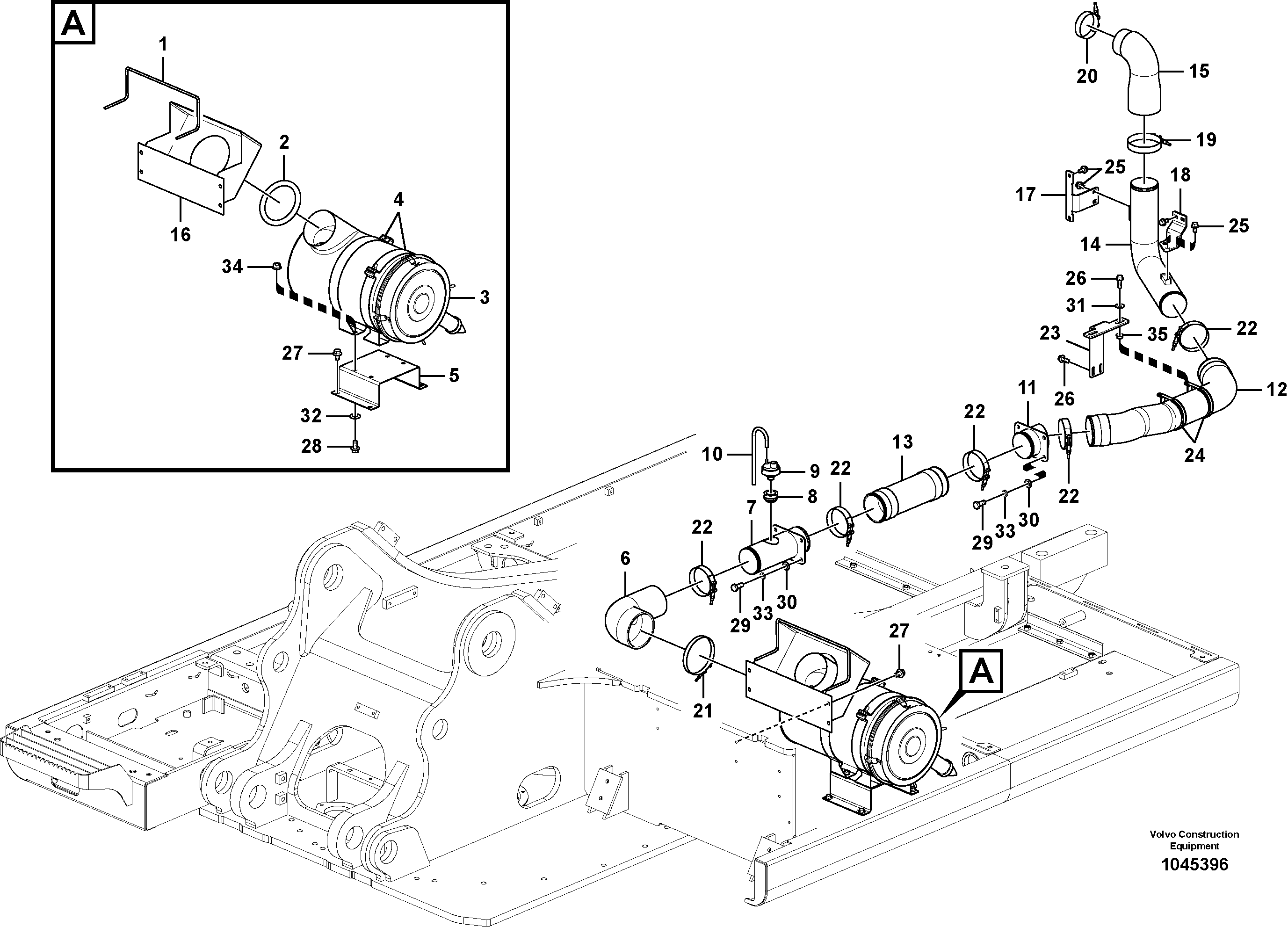 Схема запчастей Volvo EC210C - 42665 Система впуска EC210C