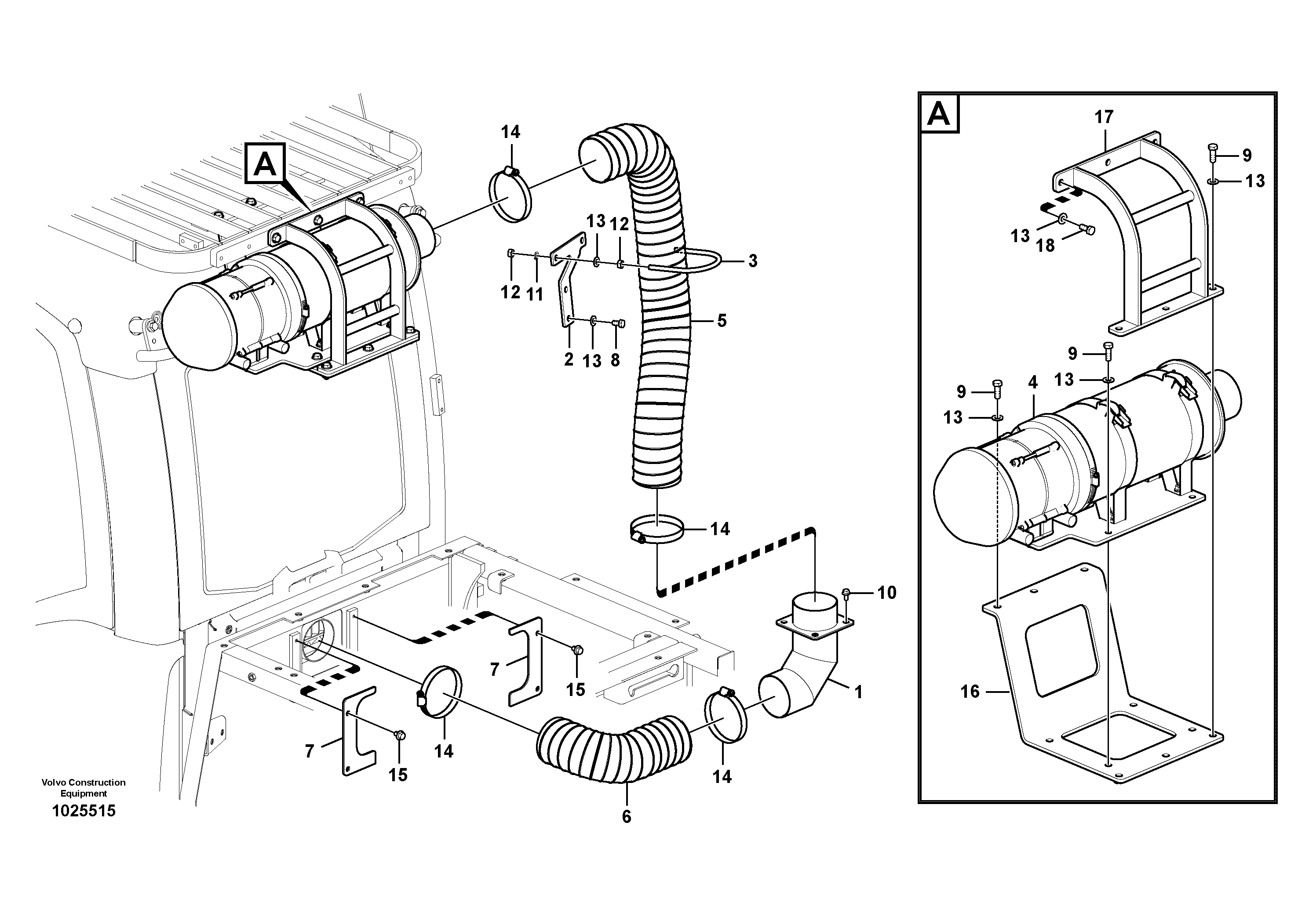 Схема запчастей Volvo EC210C - 66947 Air filter, mounting EC210C