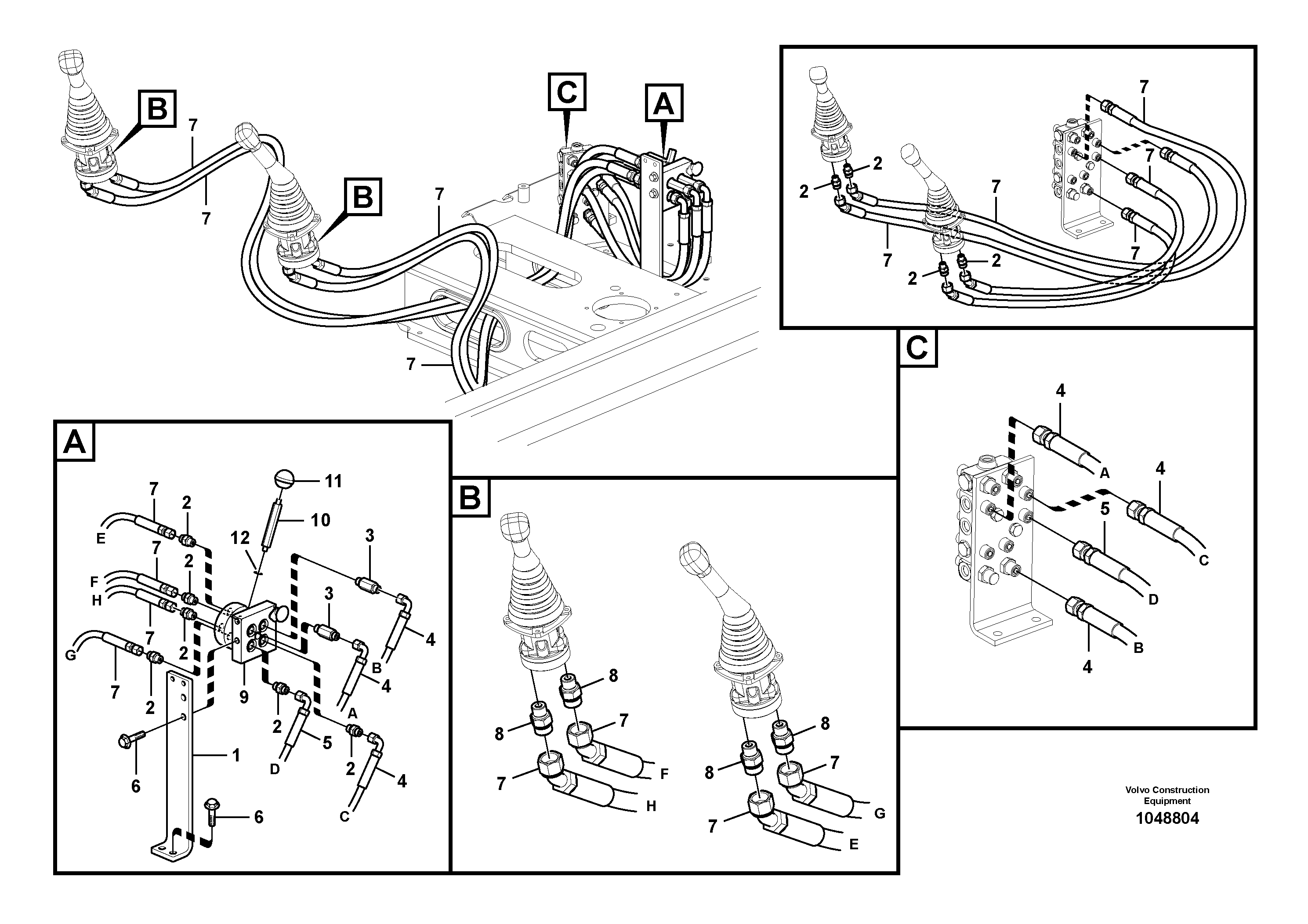 Схема запчастей Volvo EC210C - 60735 Servo system, changing lever function EC210C