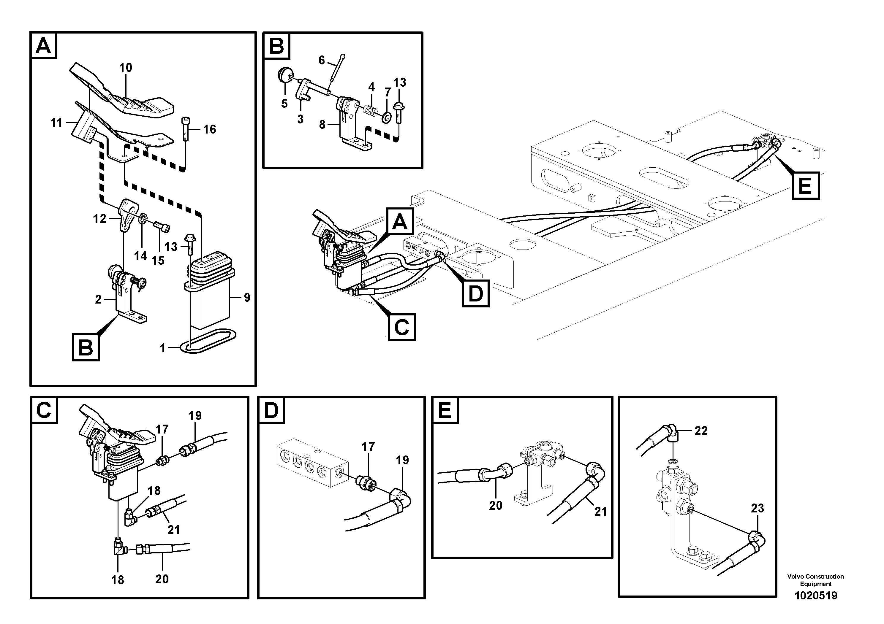 Схема запчастей Volvo EC210C - 95931 Servo system, hammer and shear EC210C